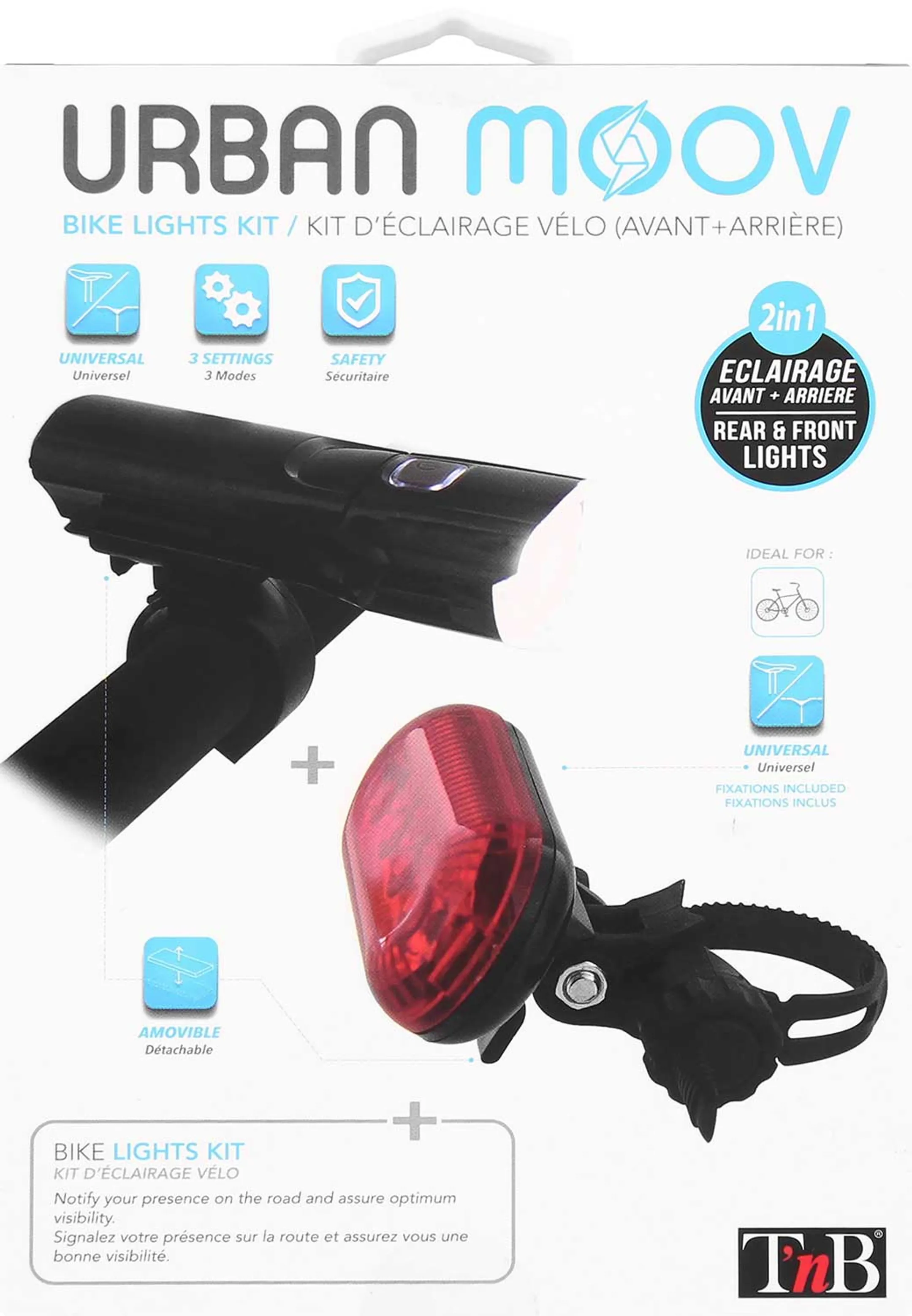 Urban Moov Pack 2 lumières vélo LED - Weiß et rouge image