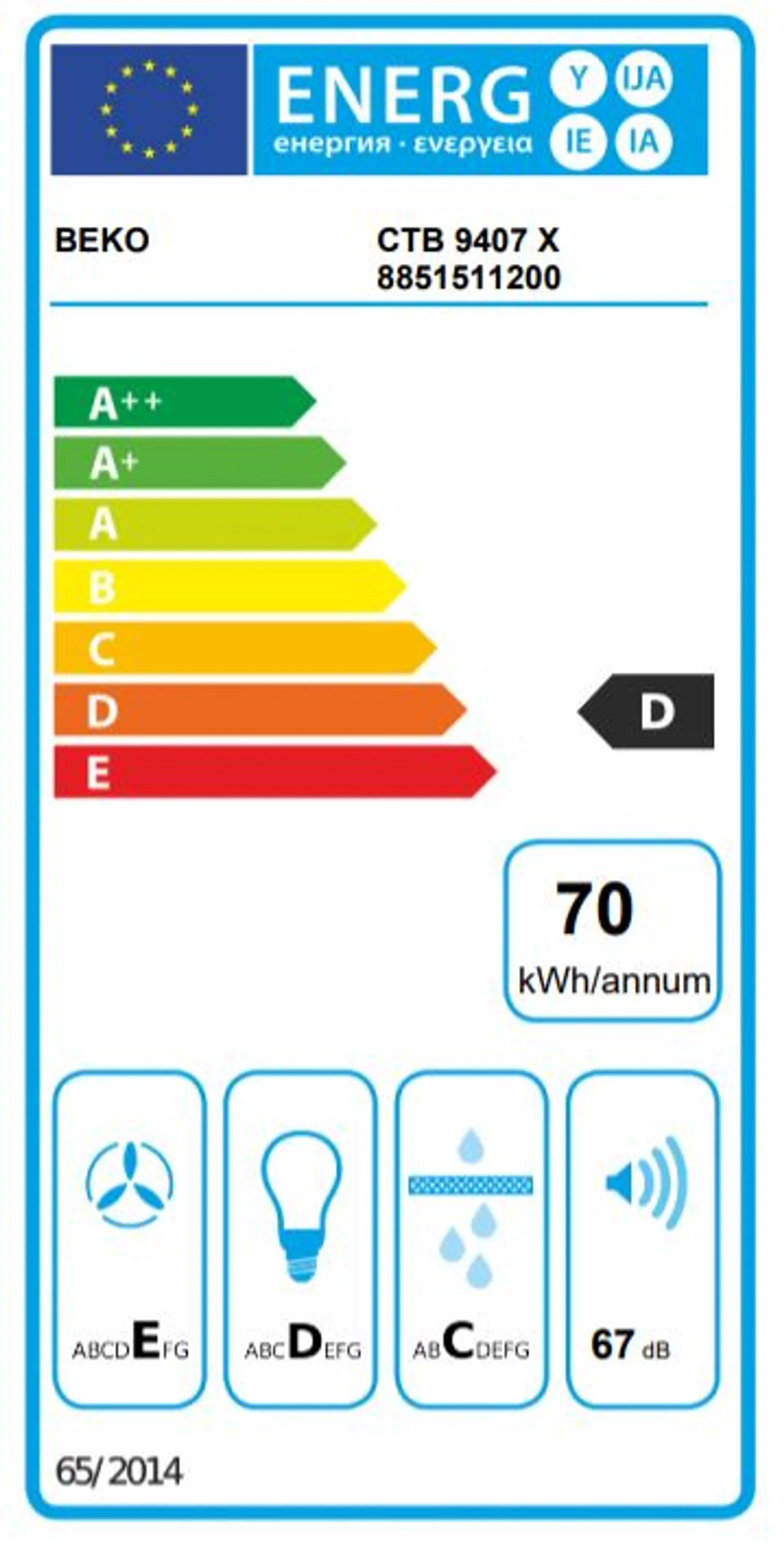Beko Hotte télescopique CTB 9407 X image