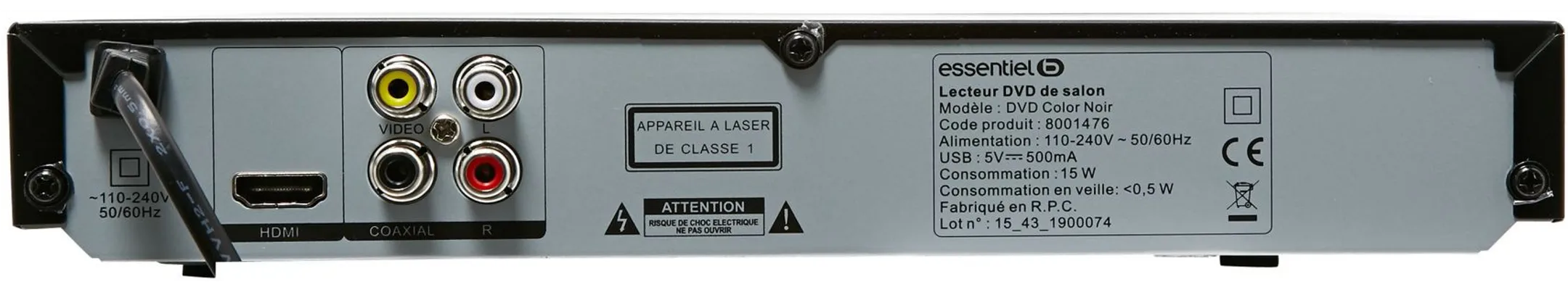 ESSENTIEL-B COLOR DVD Player - Black image