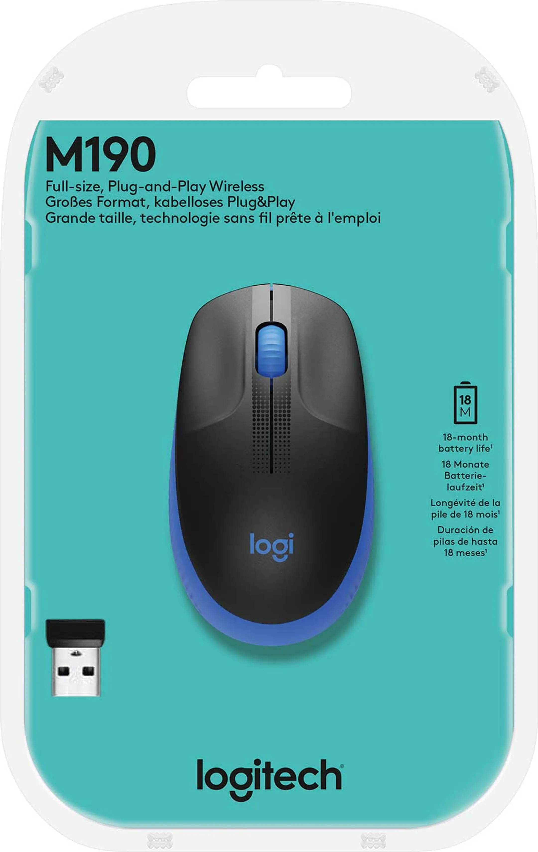 Logitech Souris sans Fil M190 - Bleu image
