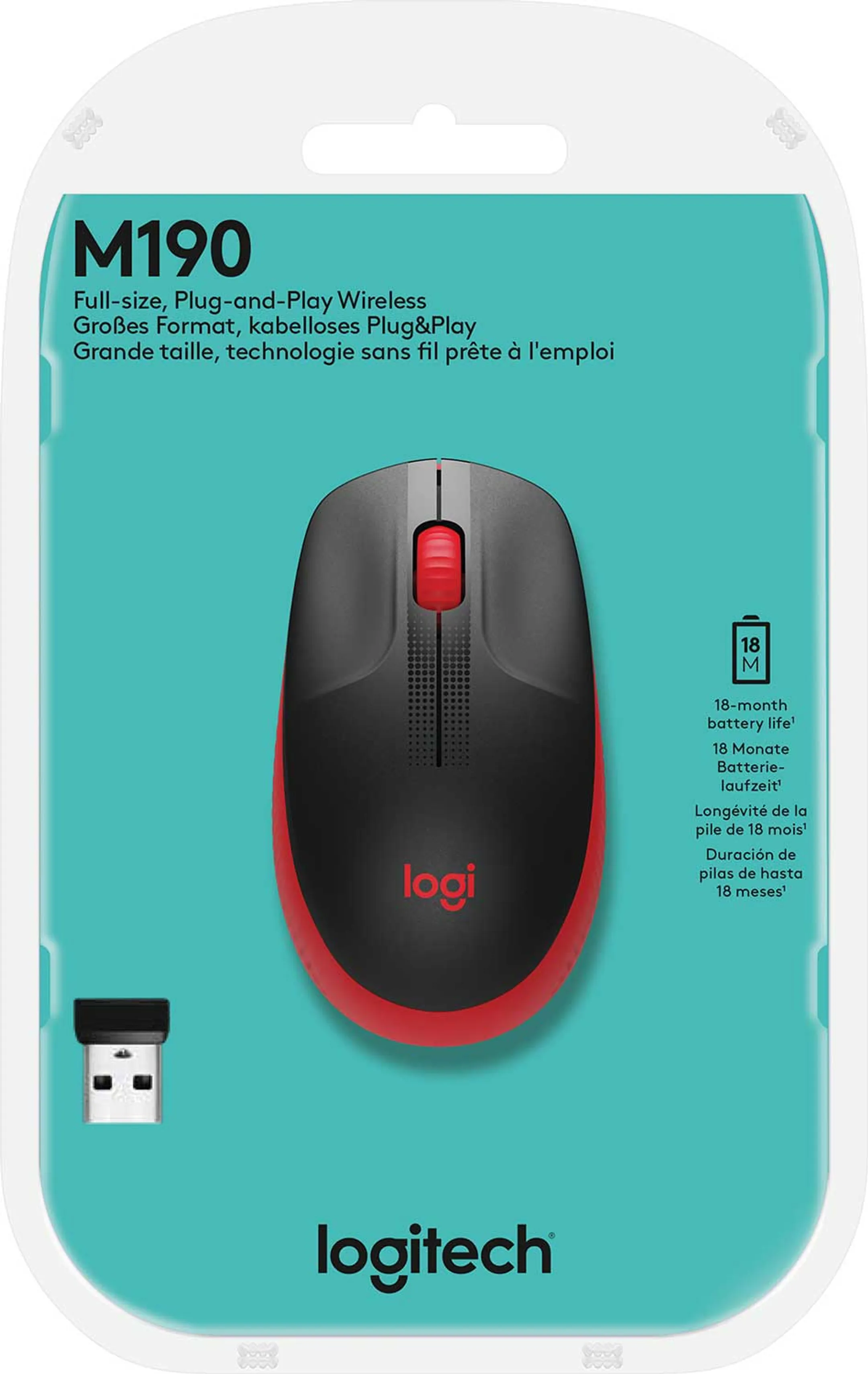 Logitech Souris sans Fil M190 - Rouge image