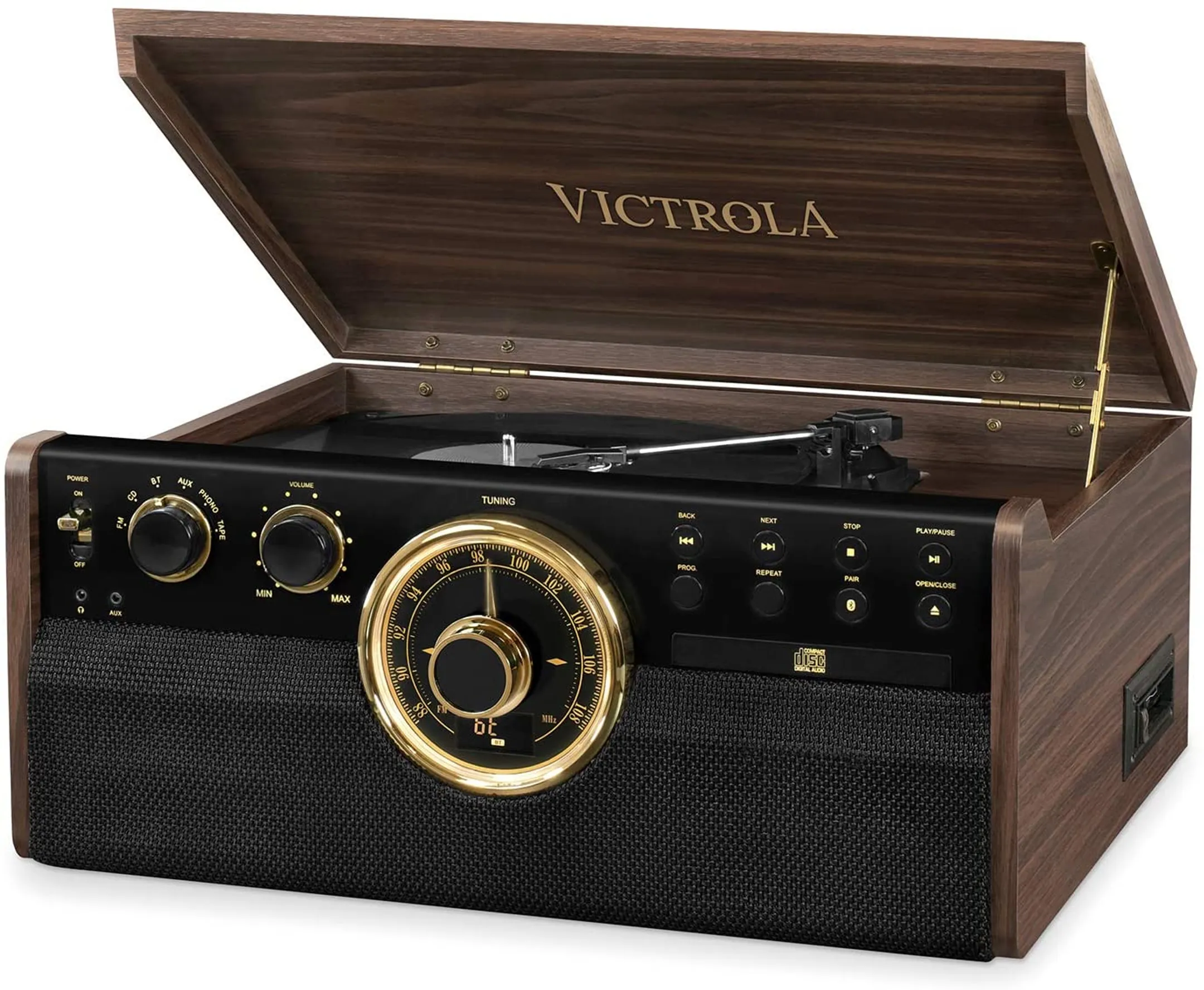 Platine vinyle + CD + Radio + Lecteur cassette audio VTA-270B-ESP