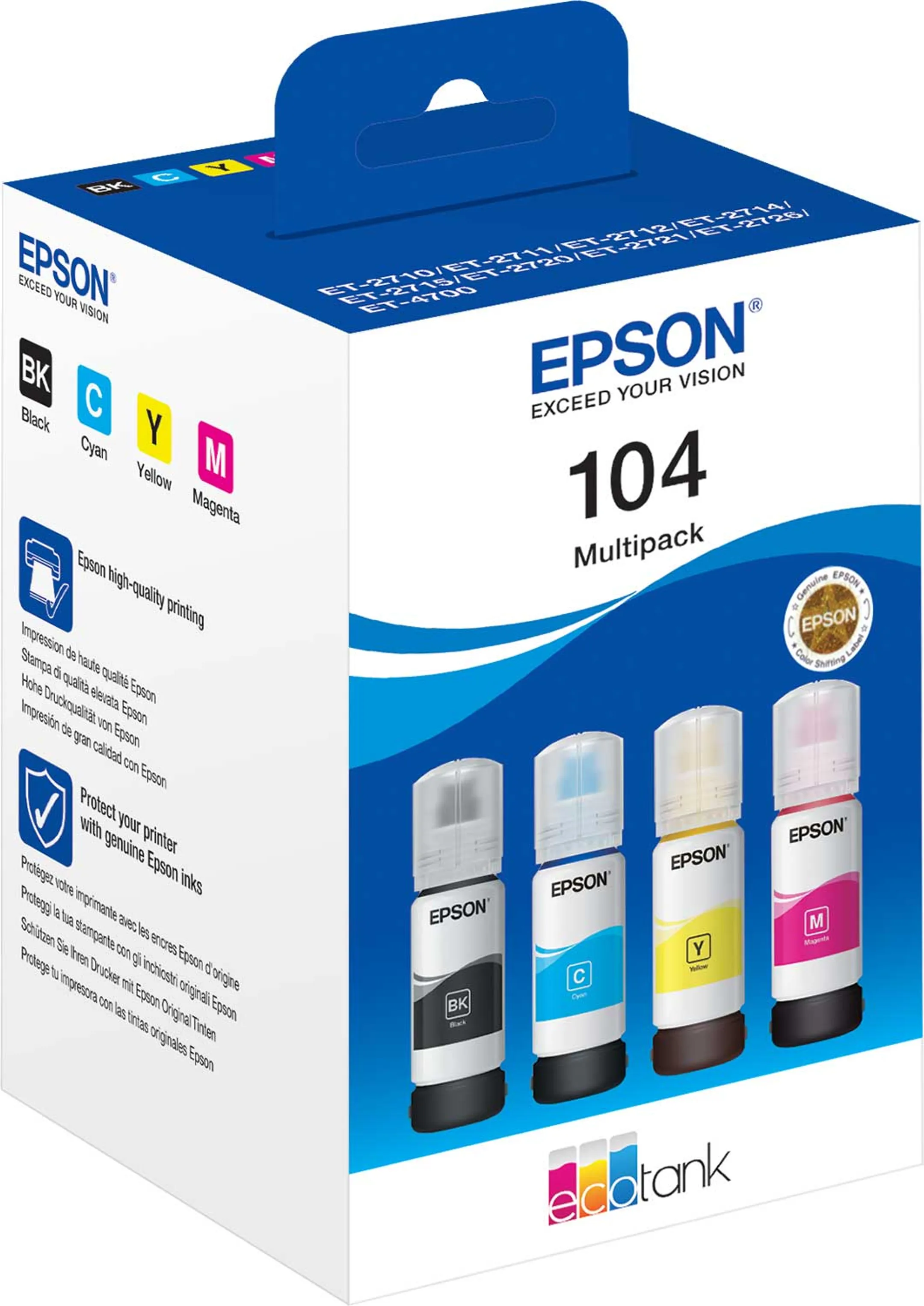 Epson Multipack Bouteilles EcoTank 104 - Noir + 3 couleurs image