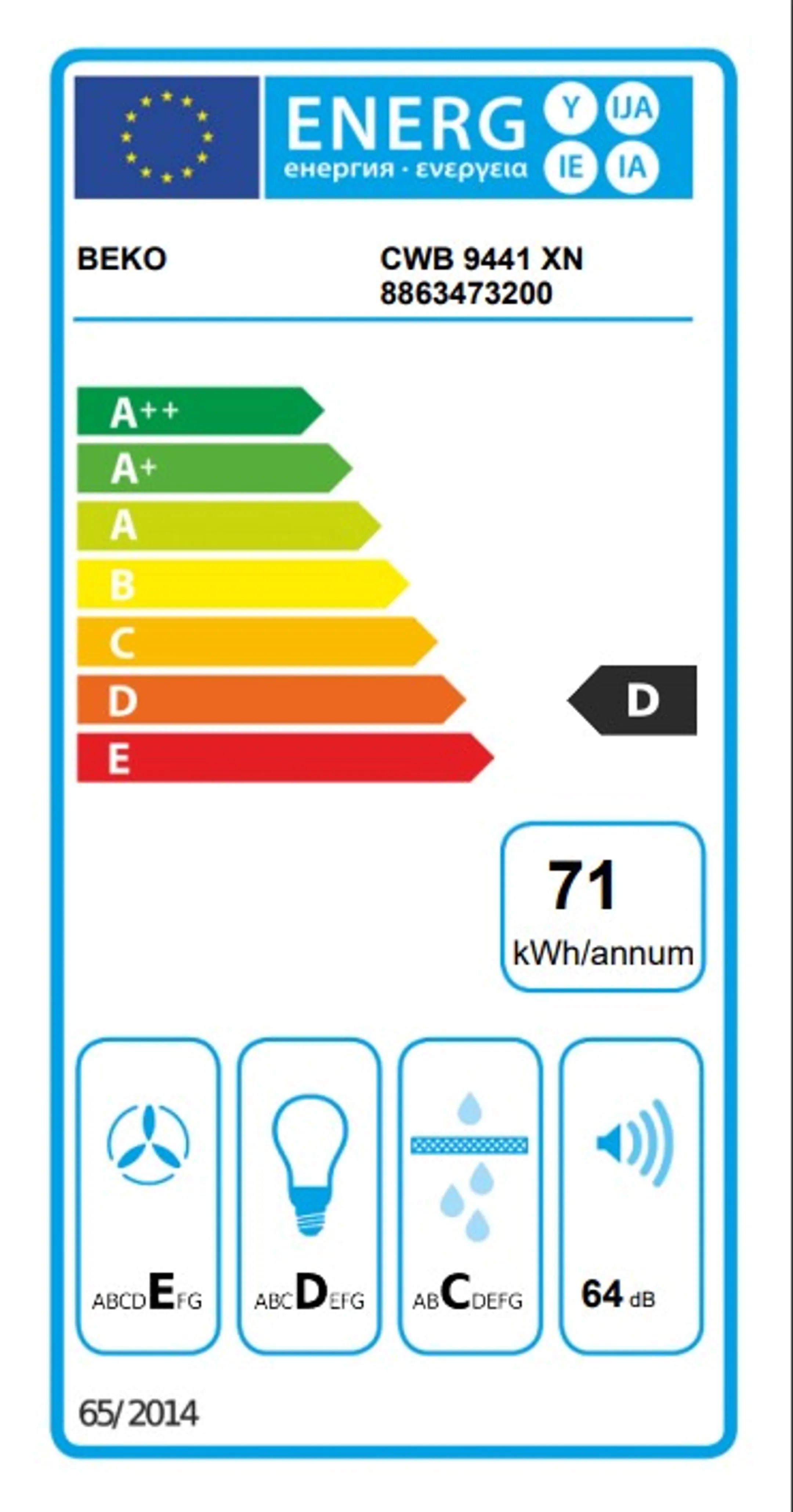 Beko Hotte décorative CWB 9441 XN image