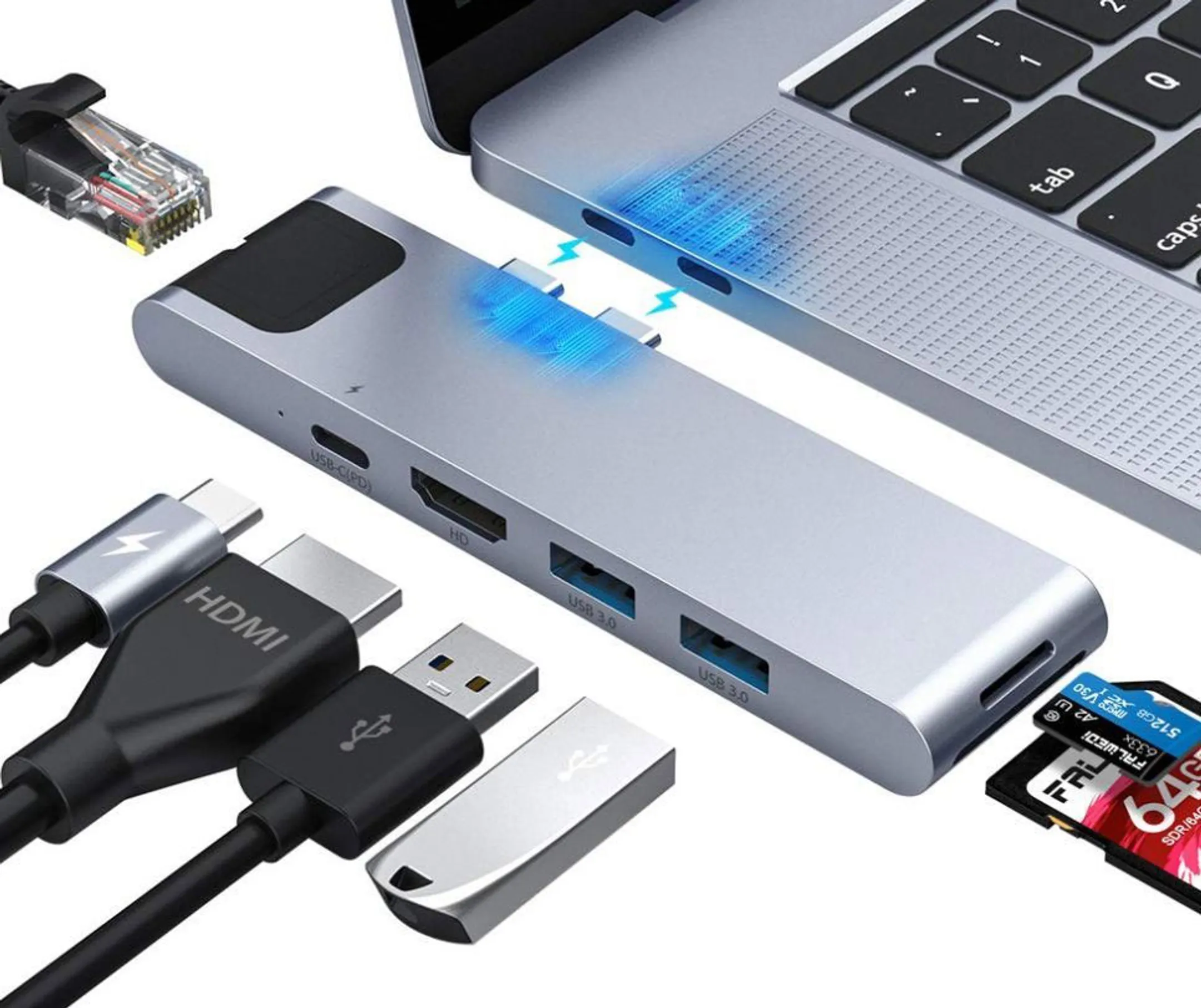 Adeqwat Hub USB C pour MacBook Pro - 7 ports image