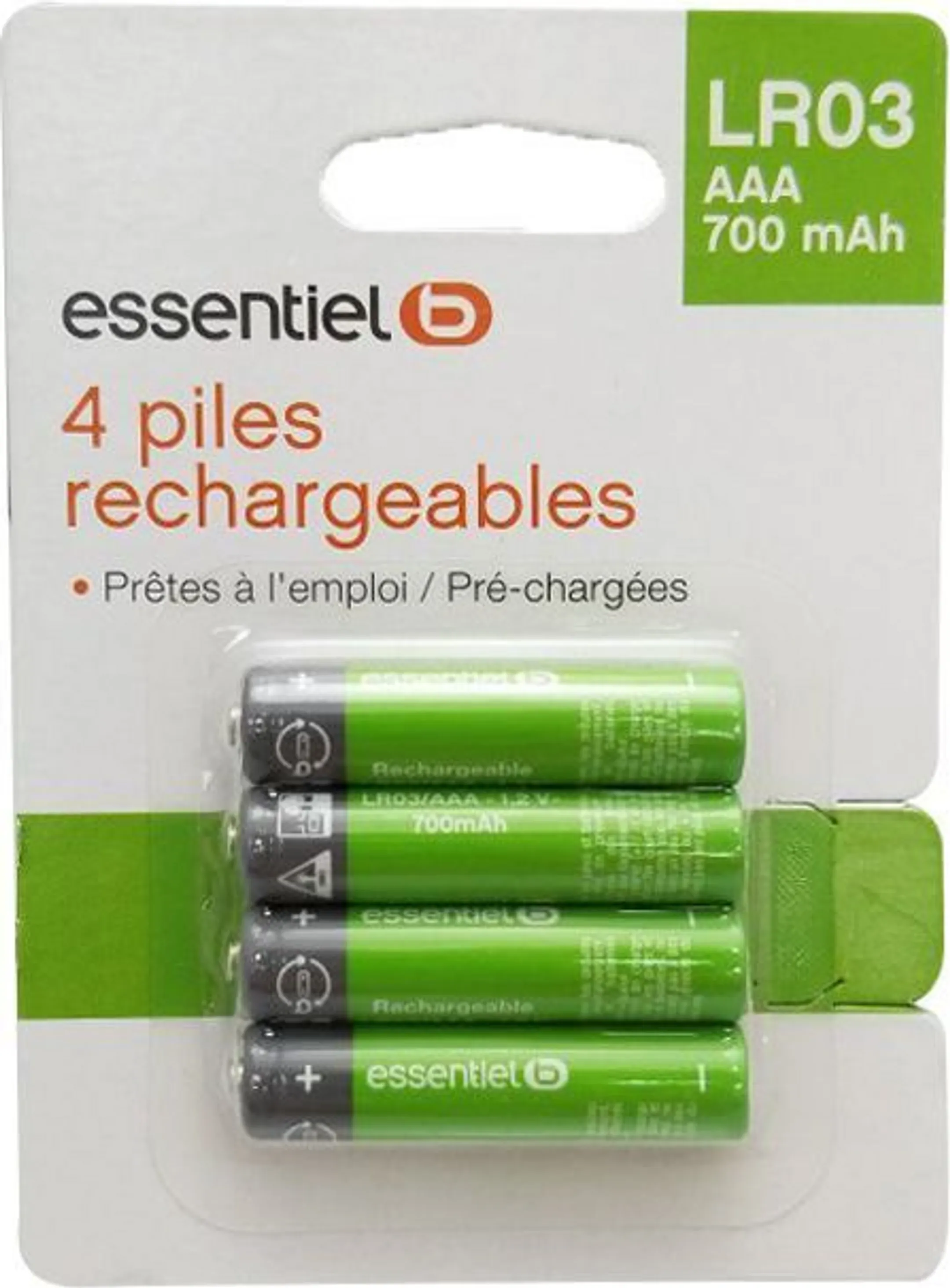 Piles rechargeables - 4x LR03 AAA 700 mAh