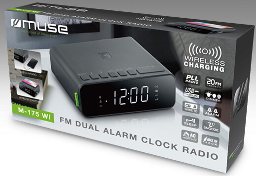 Muse M-175 Wi Radio-réveil avec recharge sans fil smartphone - Noir