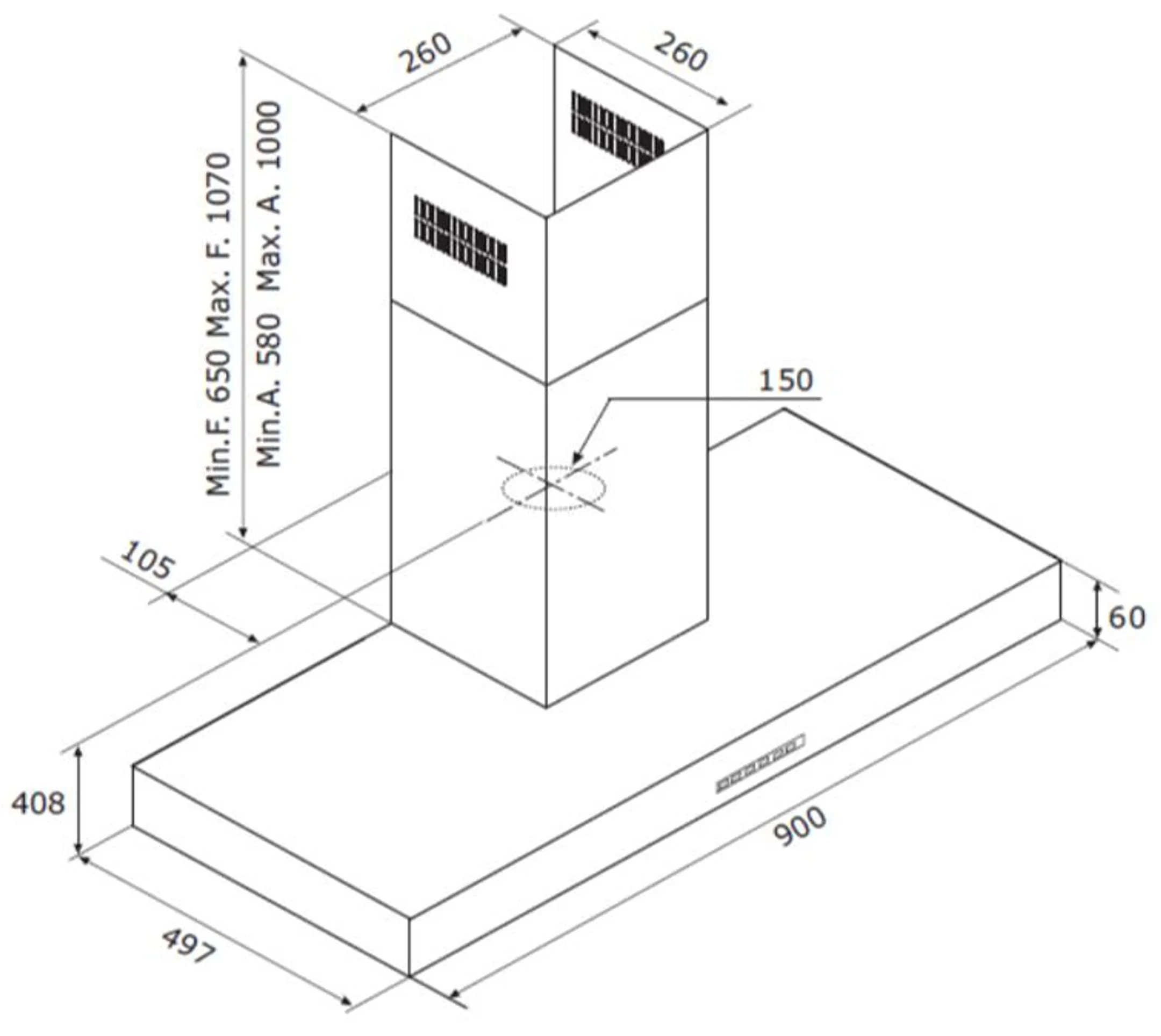 Airforce Hotte décorative F53 F5390S4TOTALBK - Noir image