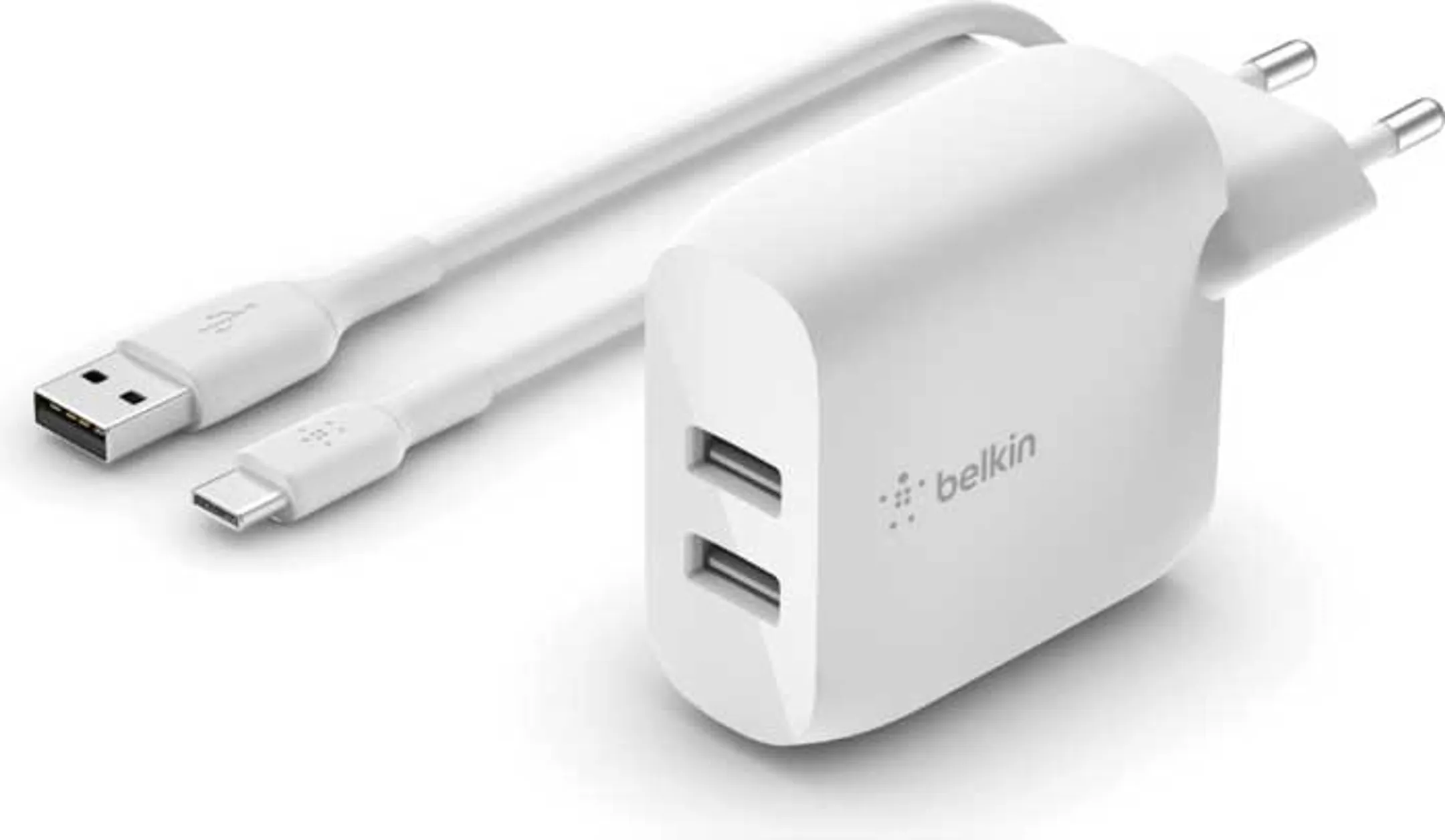 Chargeur secteur BOOST↑CHARGE™ avec câble USB C - 2x USB