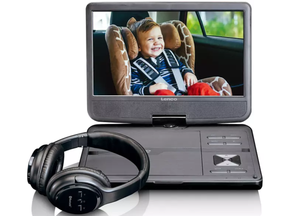 Lenco Lecteur DVD portable + Casque audio sans fil DVP-1017BK - Noir