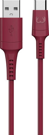 FRESH NREBEL Chargeur USB mini 12 W avec câble USB C - 1,5 m. Ruby Red