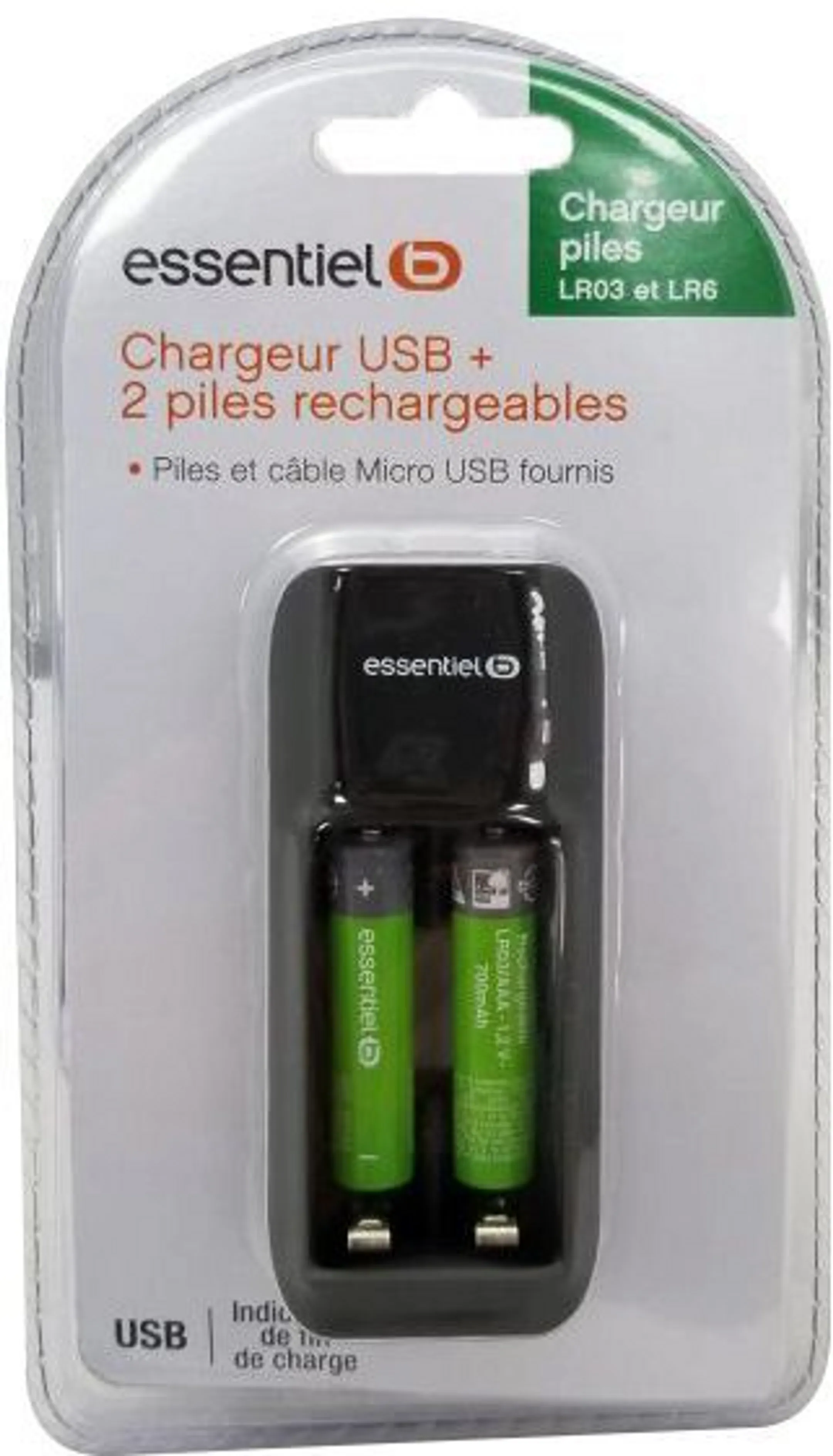 Chargeur de piles + 2xAAA 700Nimh