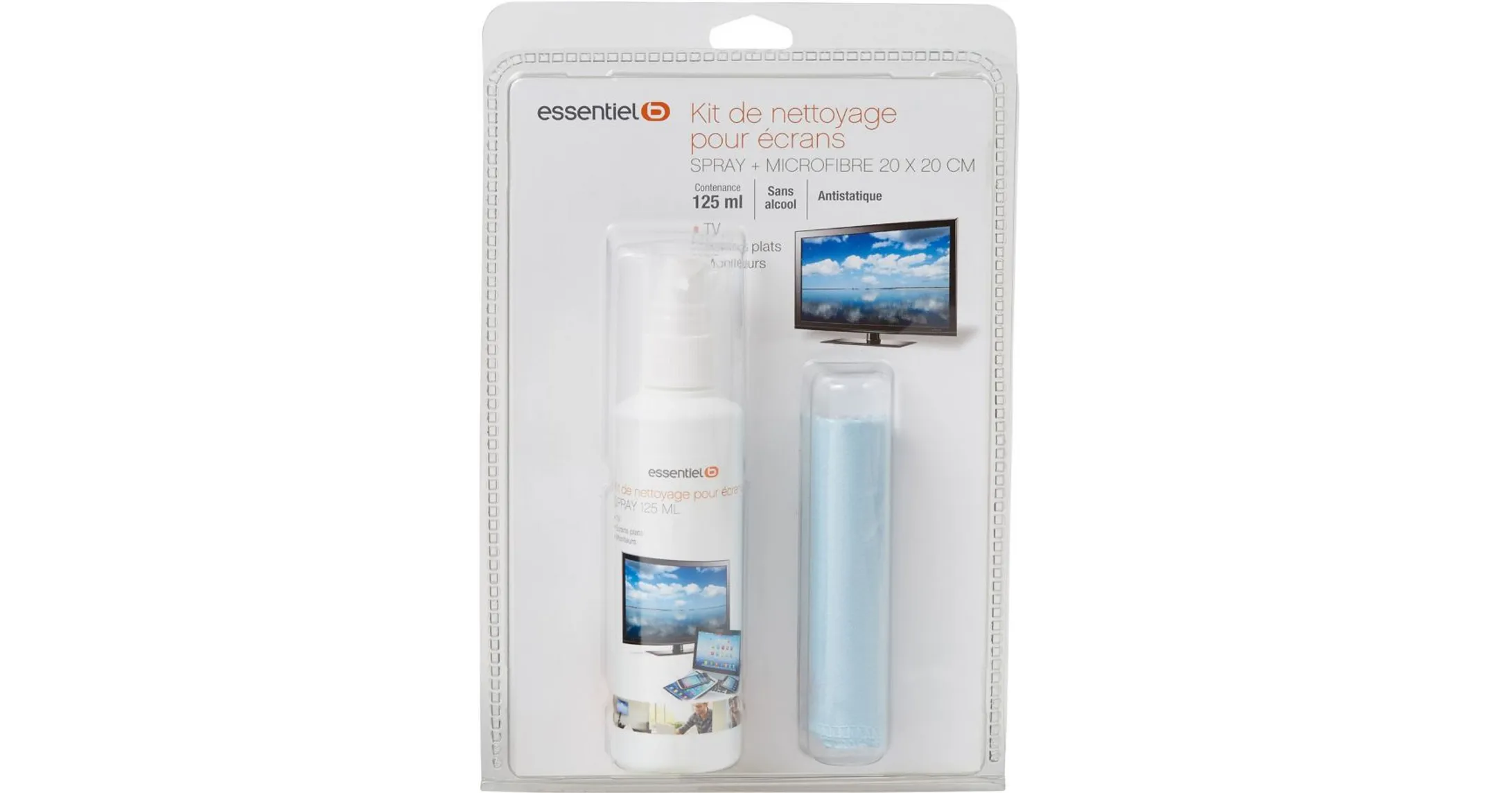 Kit de nettoyage spray 125ml+micro fibre 20x20cm