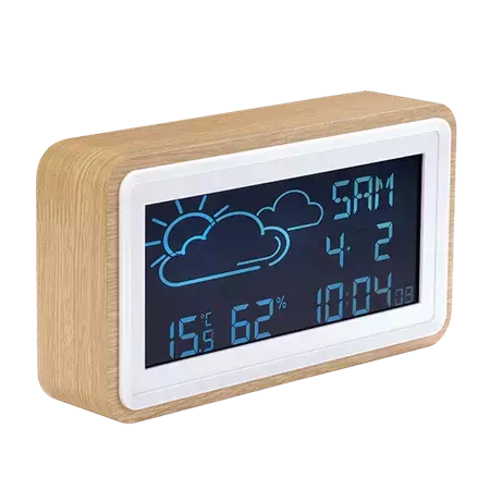 Denver Station météo avec réveil et date / Compteur de température et d'humidité / Bois