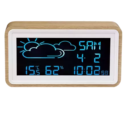Denver Station météo avec réveil et date / Compteur de température et d'humidité / Bois