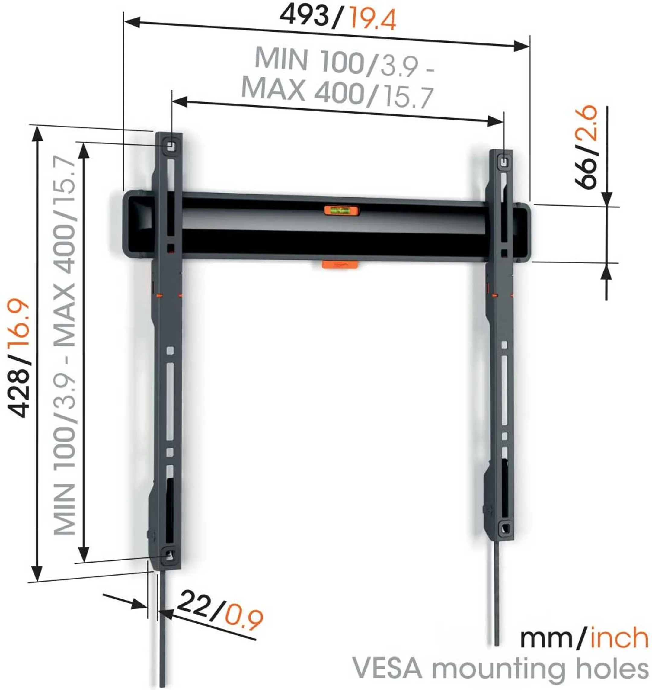 Vogels Flache TV-Wandhalterung TVM 3405 - 32" bis 77" - Schwarz image
