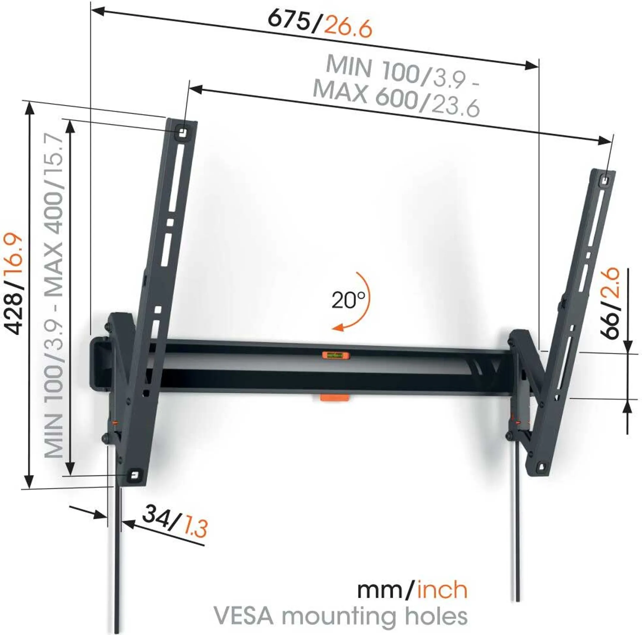 Vogels Tilting TV Wall Mount TVM 3615 - 40" to 77" - Black image