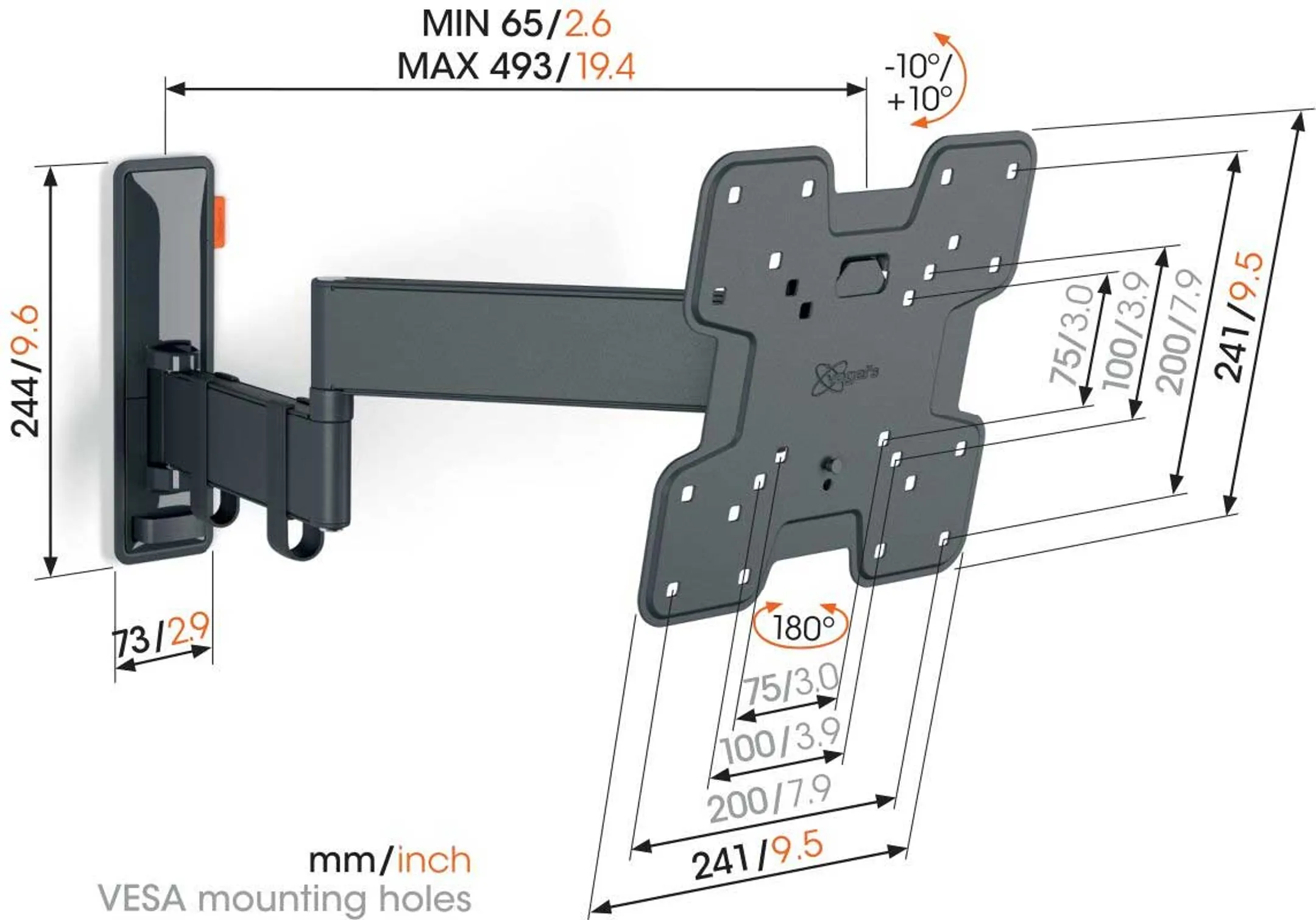 Vogels Support TV orientable TVM 3245 - 19" à 43" - Noir image