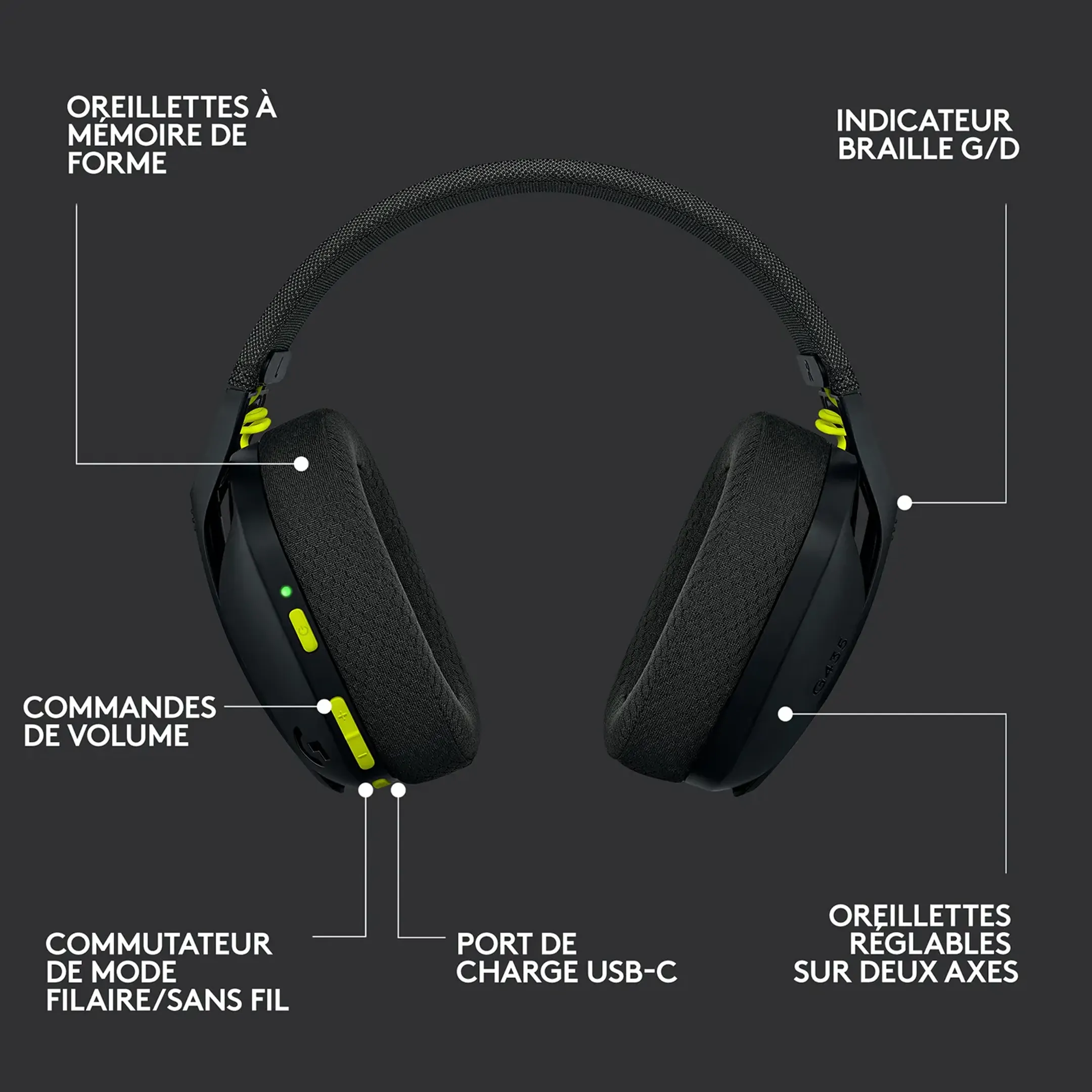 Logitech G Casque Gaming Sans Fil G435 Lightspeed - Noir image