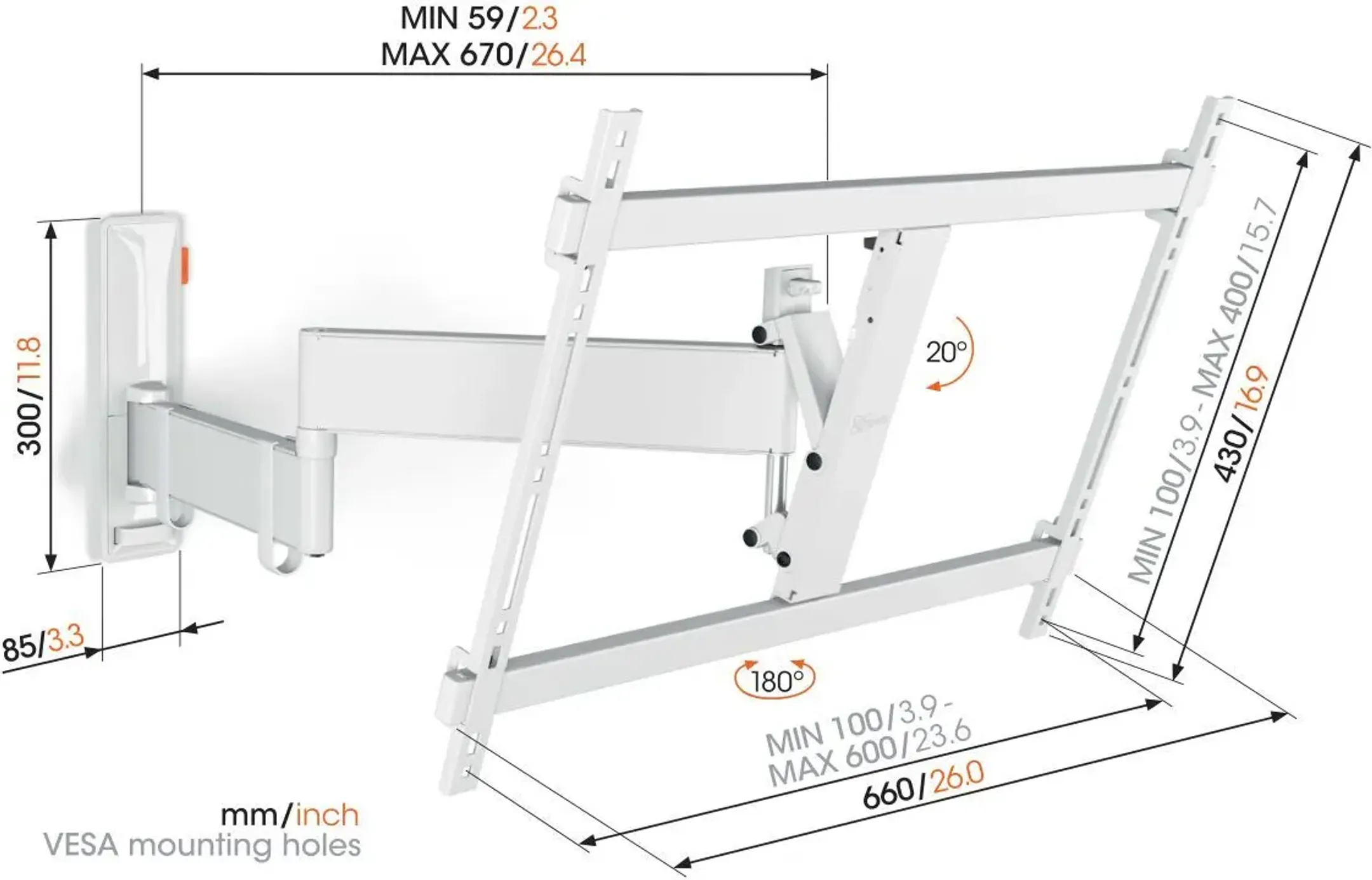 Vogels Full-Motion TV Wall Mount TVM  3645 - 40" to 77" - White image