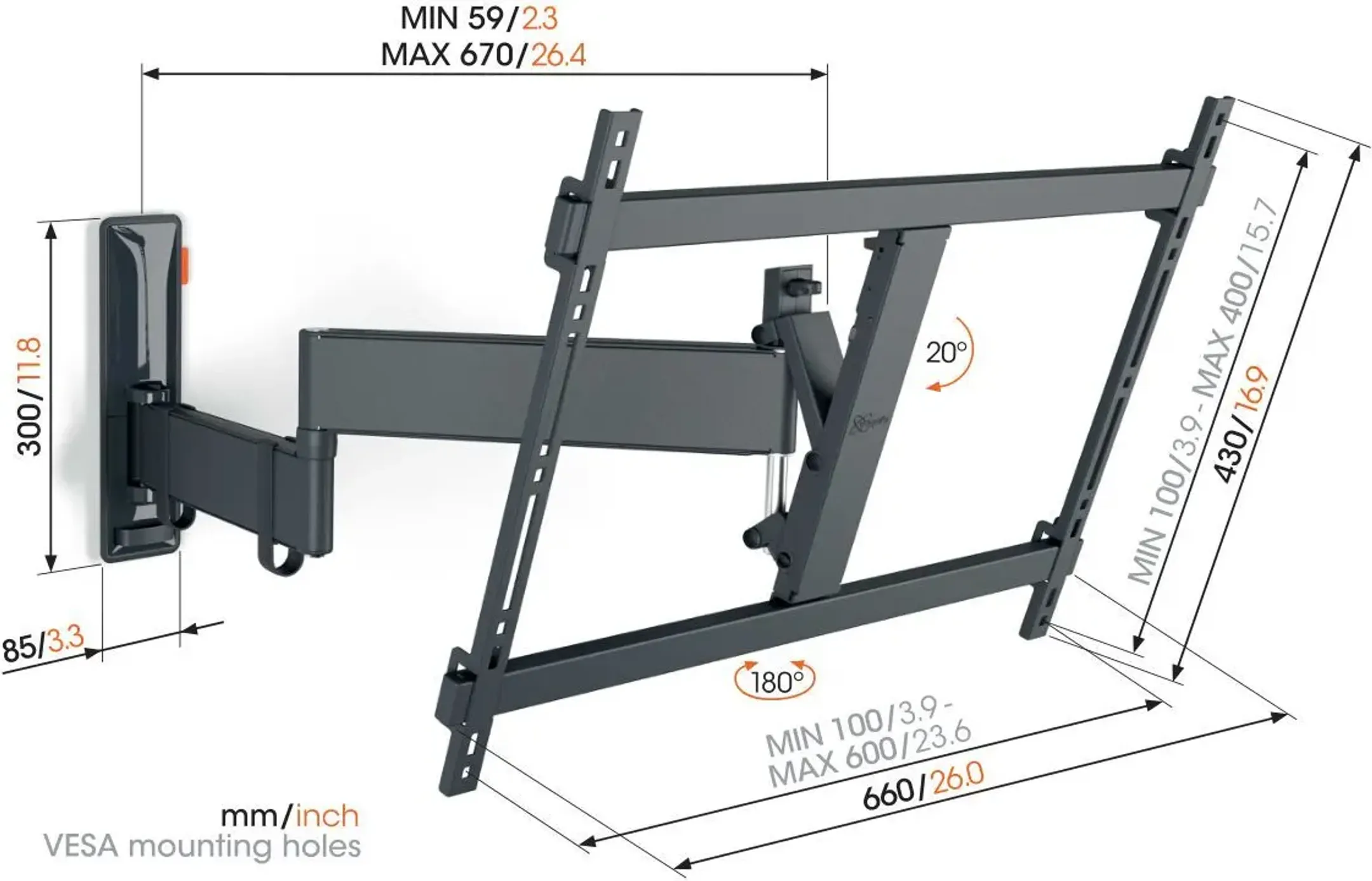 Vogels Support TV orientable - TVM 3645 - 40" à 77" - Noir image