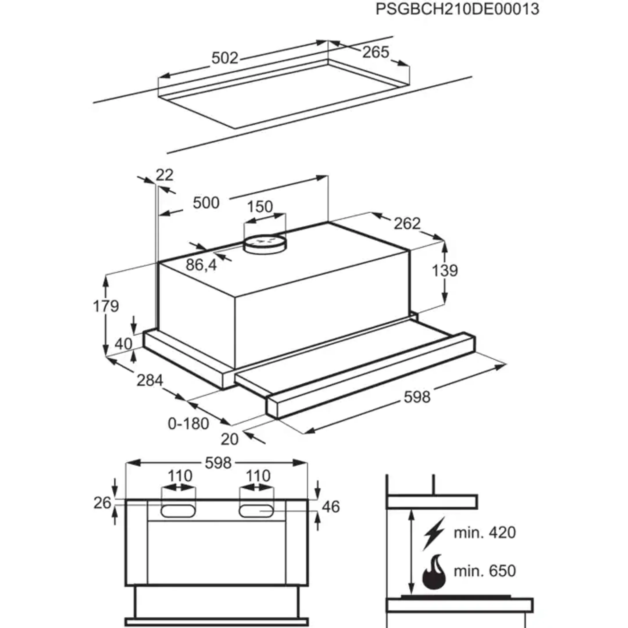 AEG Hotte télescopique Serie 5000 Extractor DPB3622S image