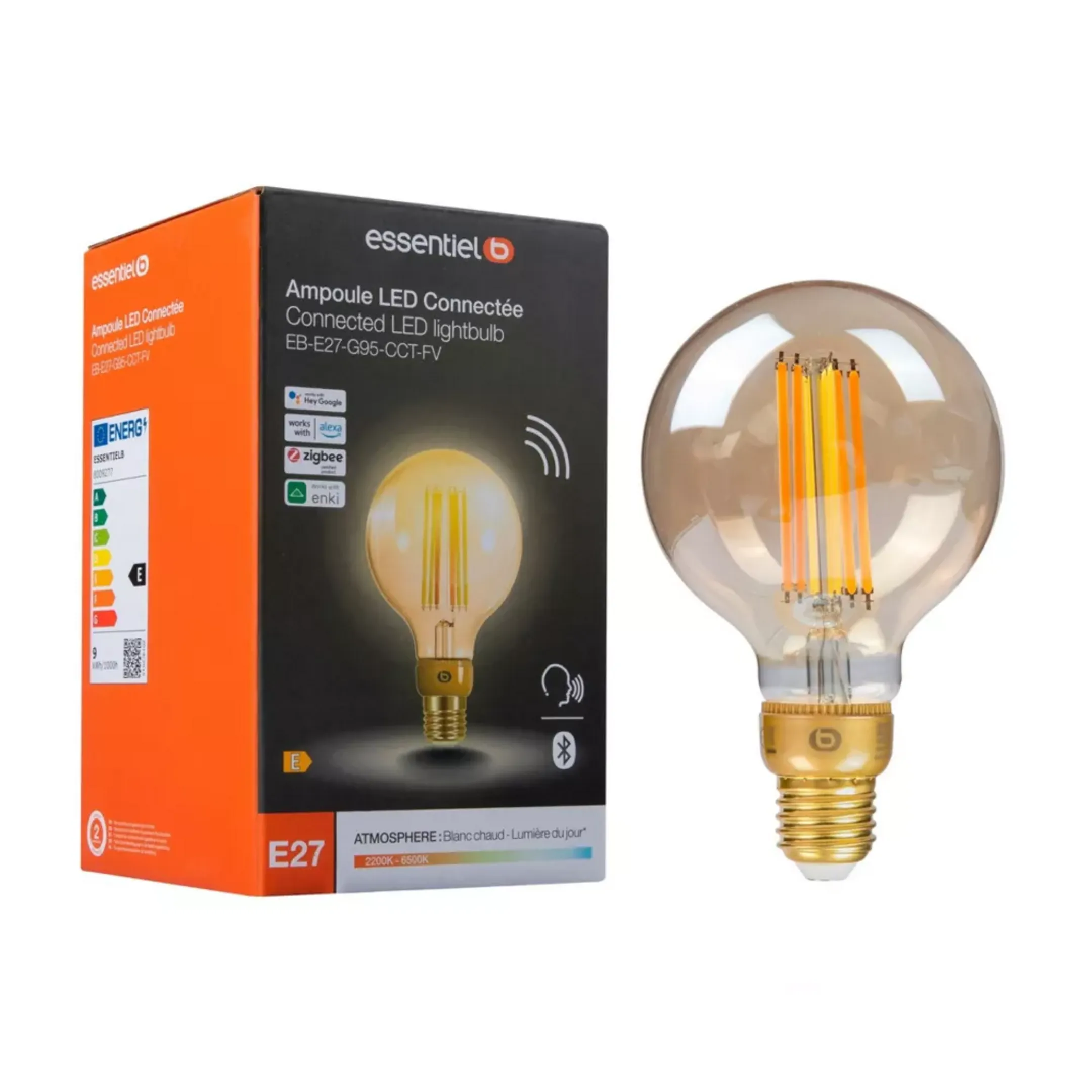 Ampoule connectée E27 Filament Nuances de Blanc - Globe