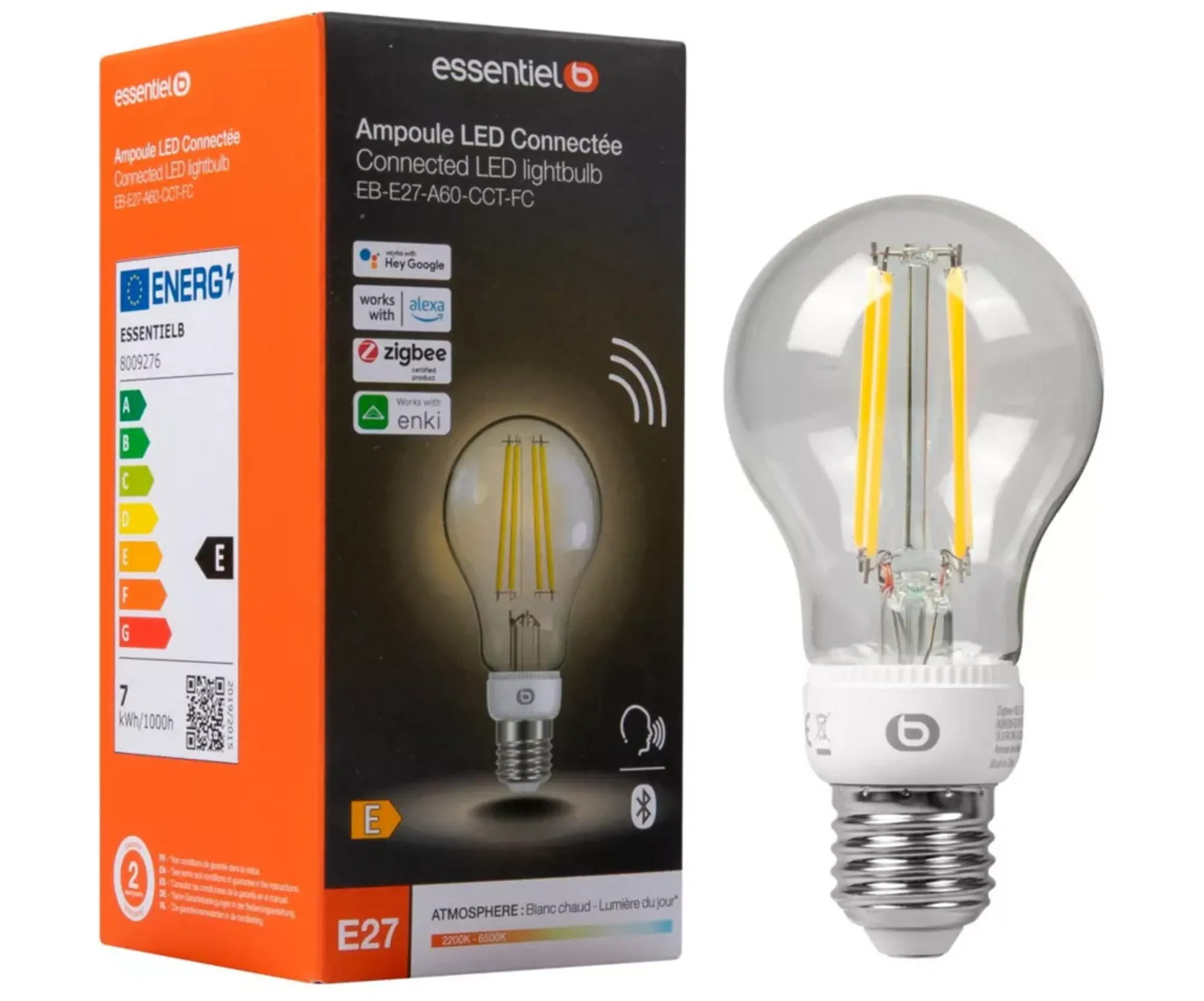 Ampoule connectée E27 Filament Nuances de Blanc - Classique