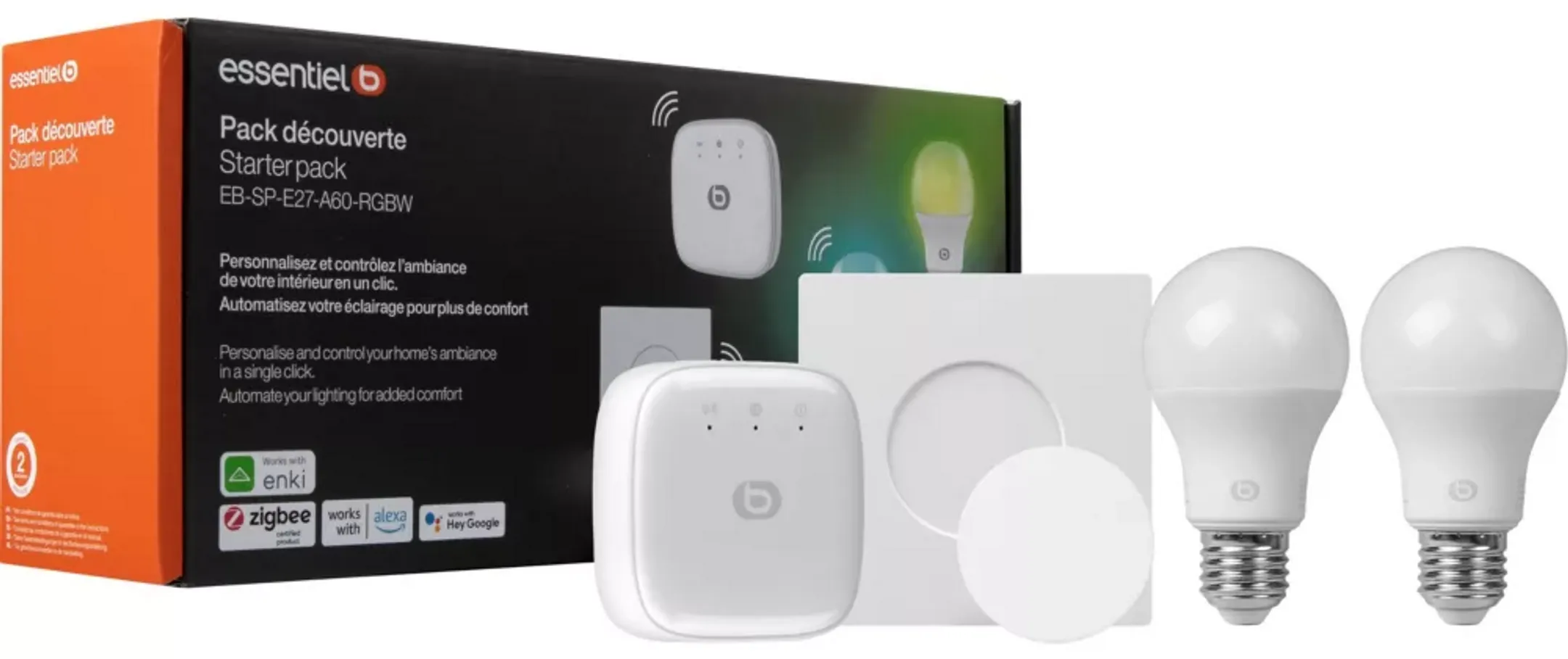 Pack ampoules connectées Découverte Blancs & Couleurs - E27