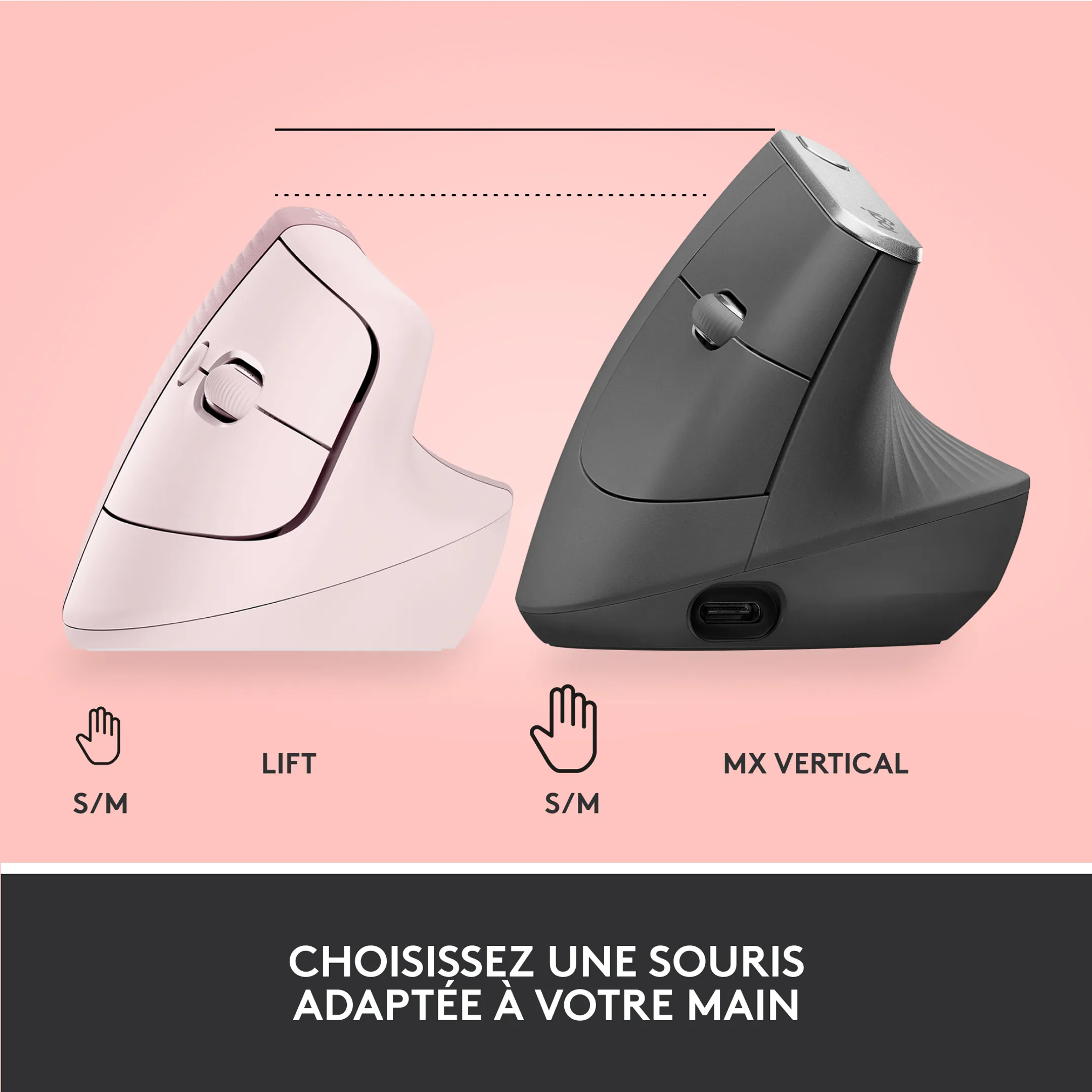 Logitech Kabellose-Maus LIFT Ergo - Rosa image