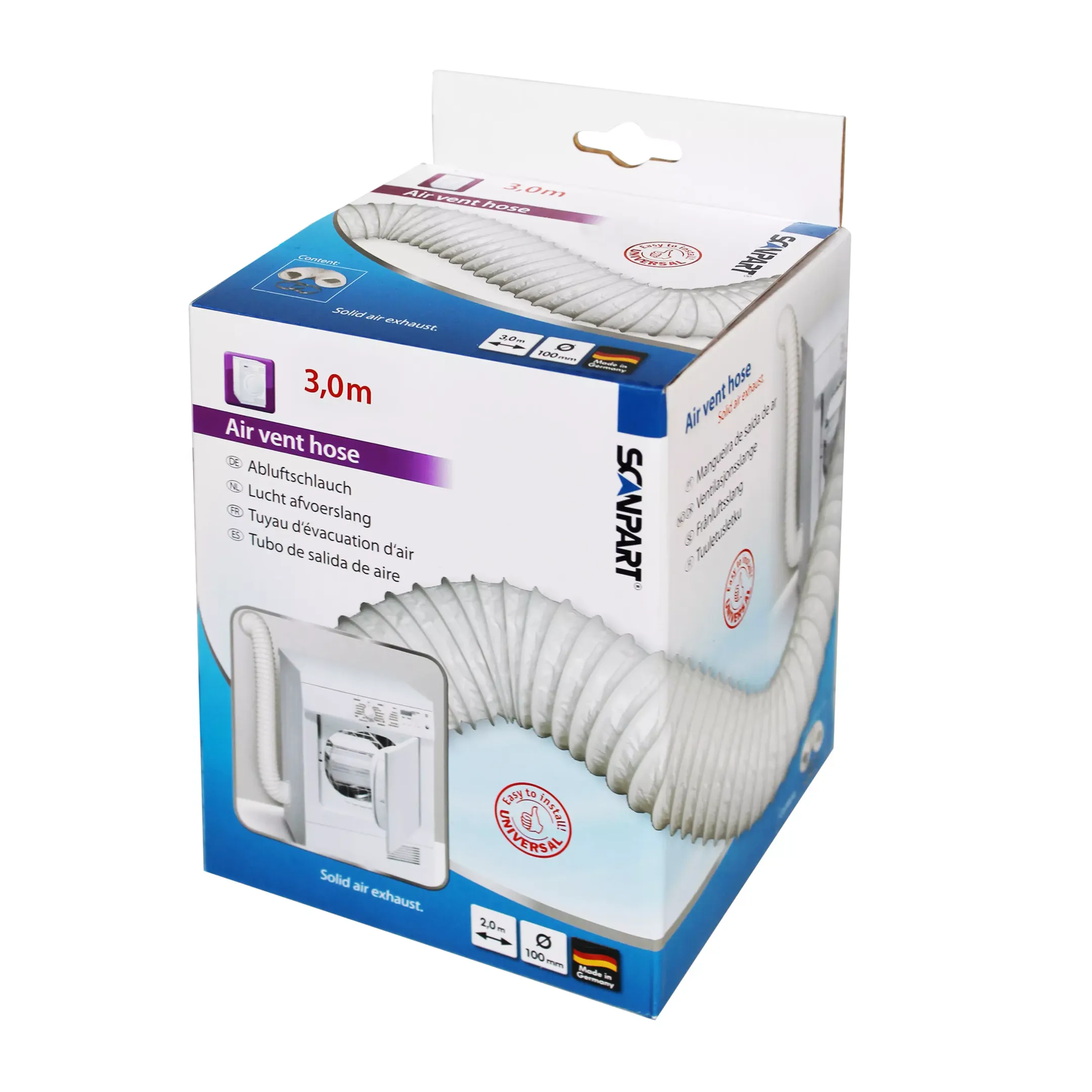Tuyau d'évacuation d'air set PVC 100mm - 3,0m