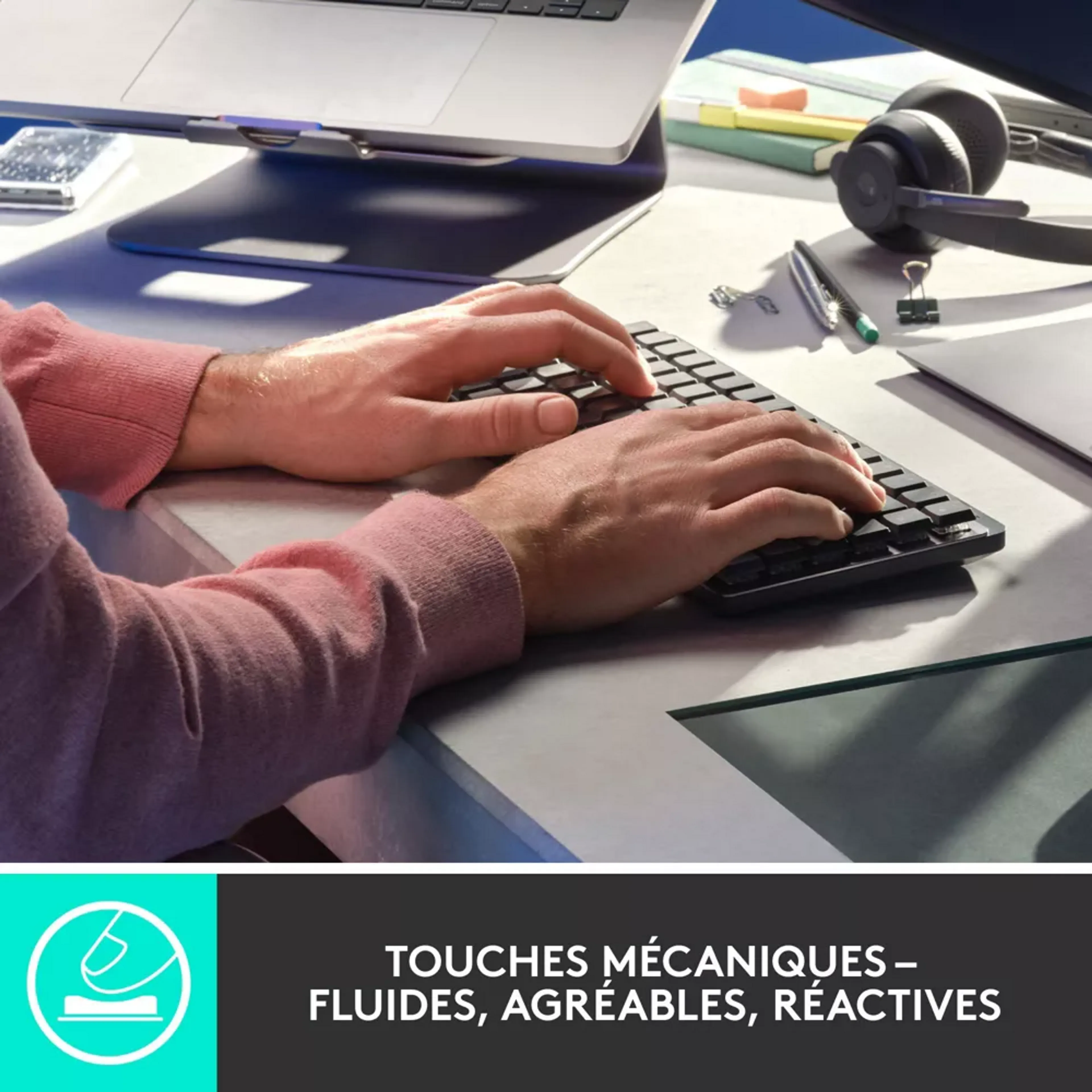 Logitech Clavier sans fil MX Mechanical Mini - Tactile Quiet - AZERTY (FR) - Graphite image