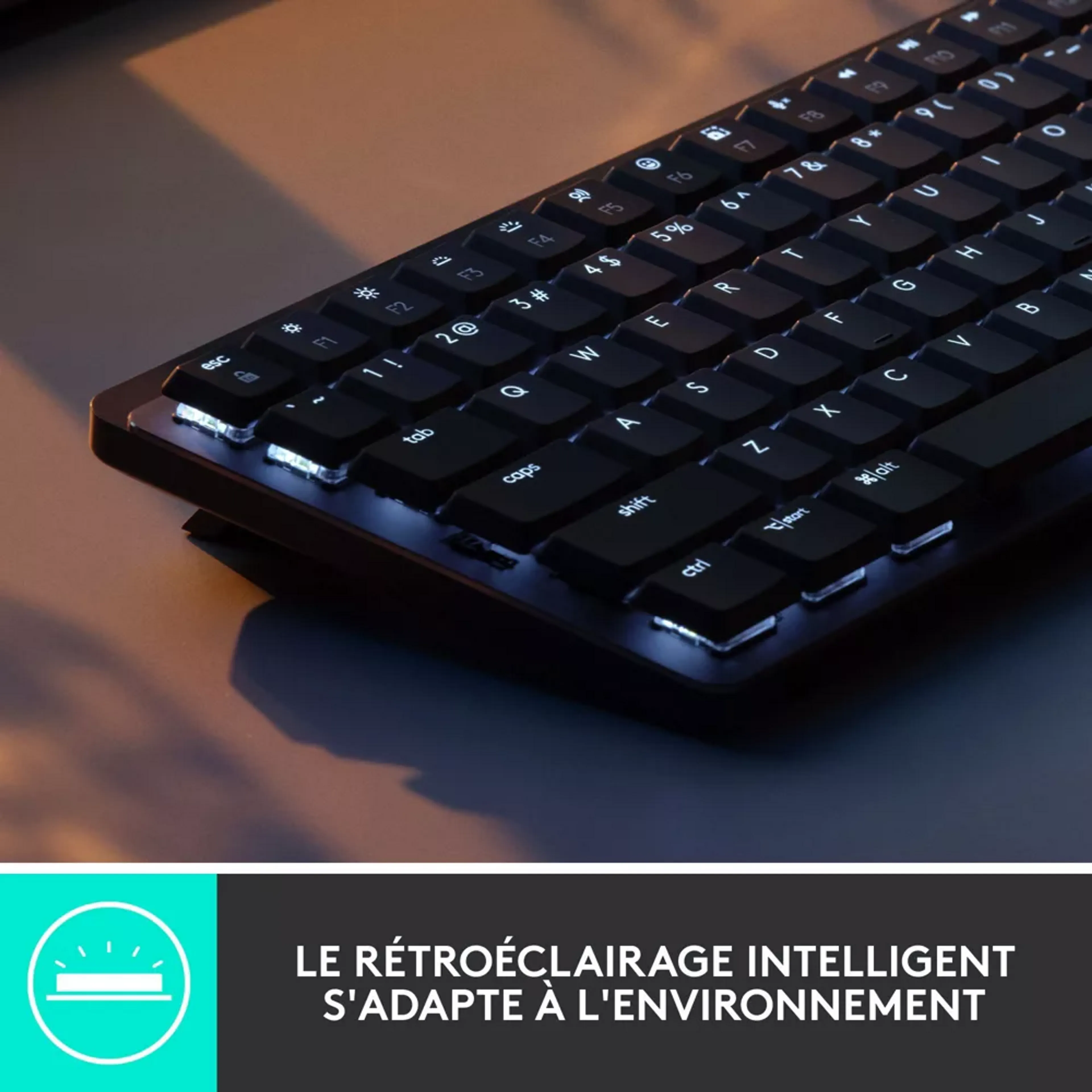 Logitech Clavier sans fil MX Mechanical Mini - Tactile Quiet - AZERTY (FR) - Graphite image