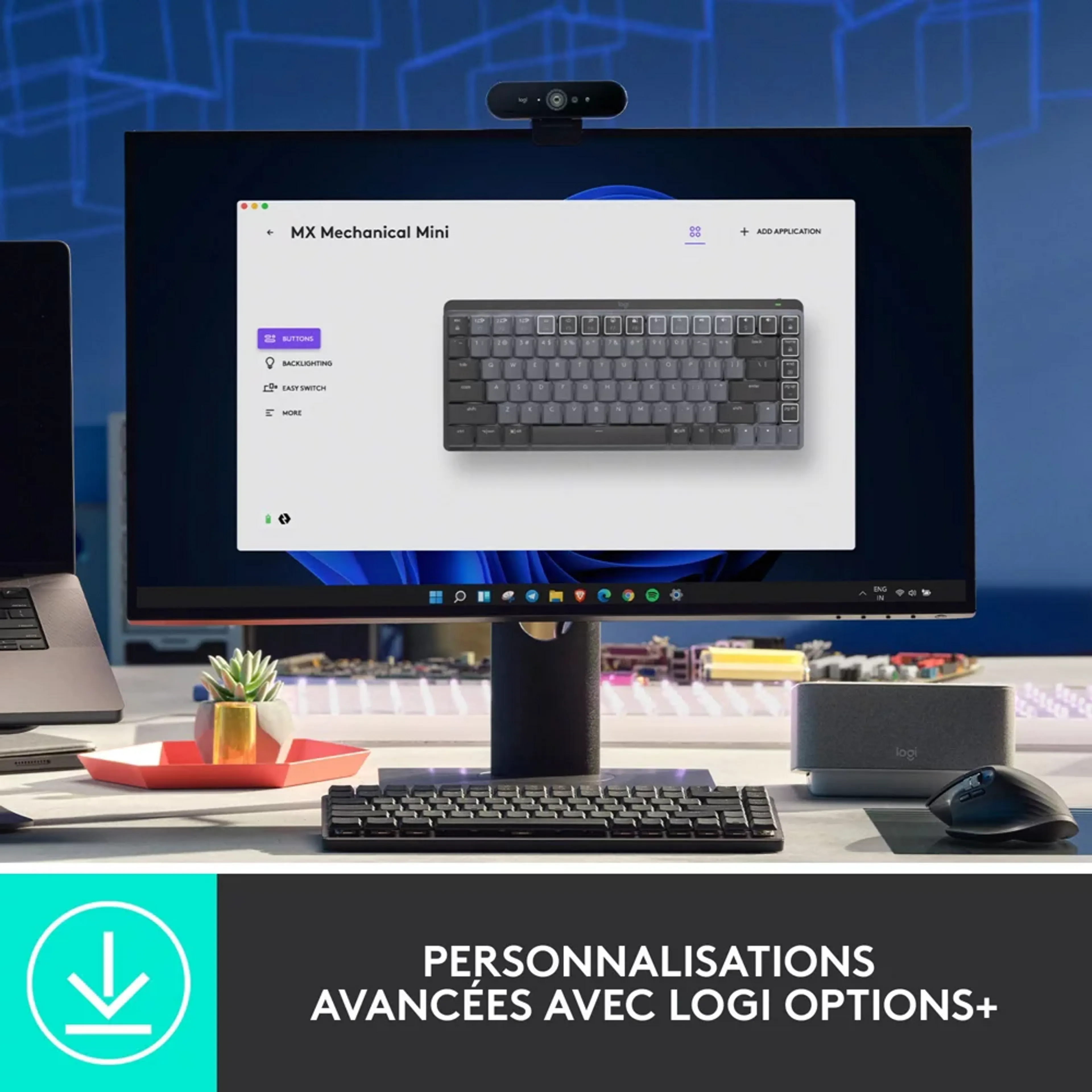 Logitech Clavier sans fil MX Mechanical Mini - Tactile Quiet - AZERTY (FR) - Graphite image