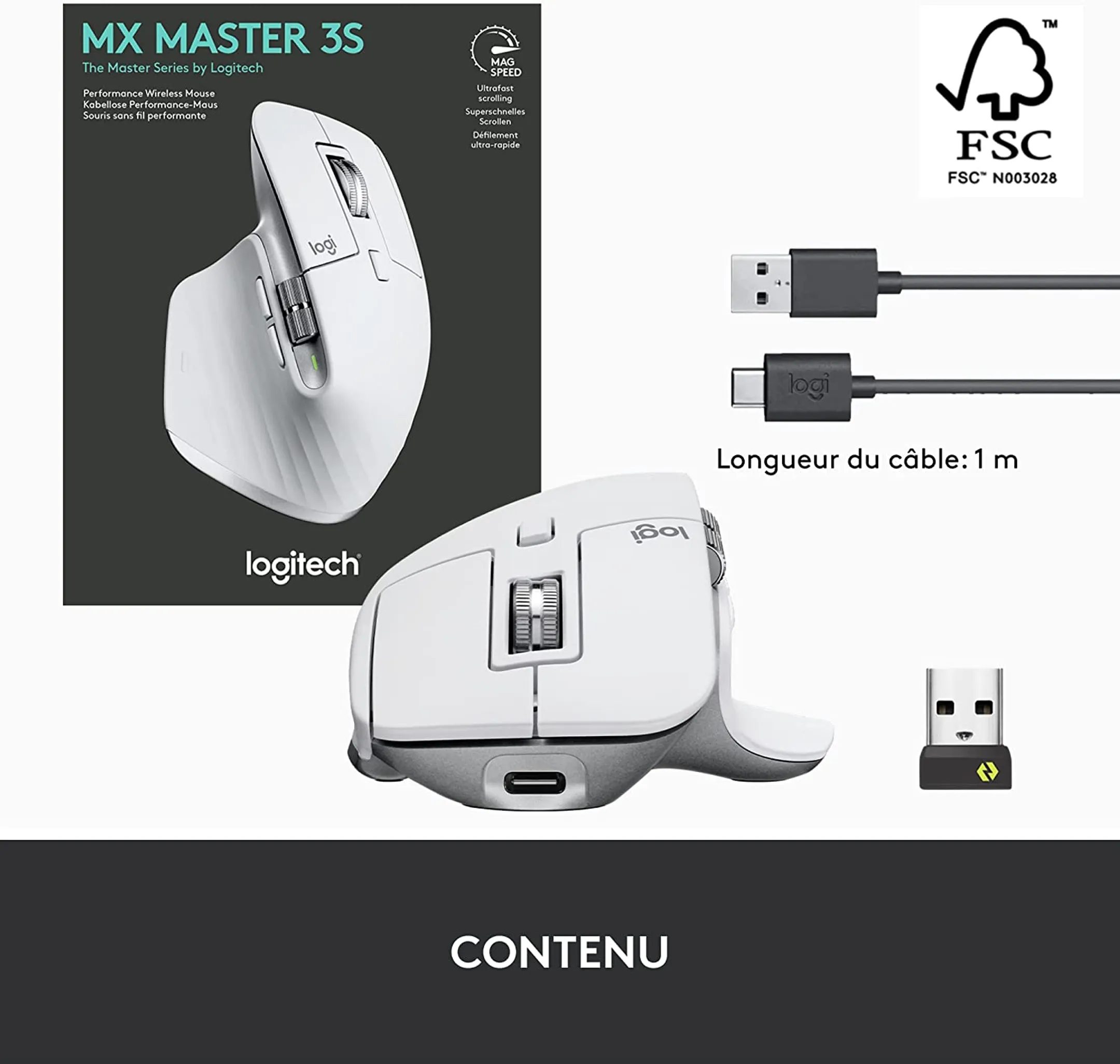 Logitech Souris sans fil - MX Master 3S - Pale Gray image