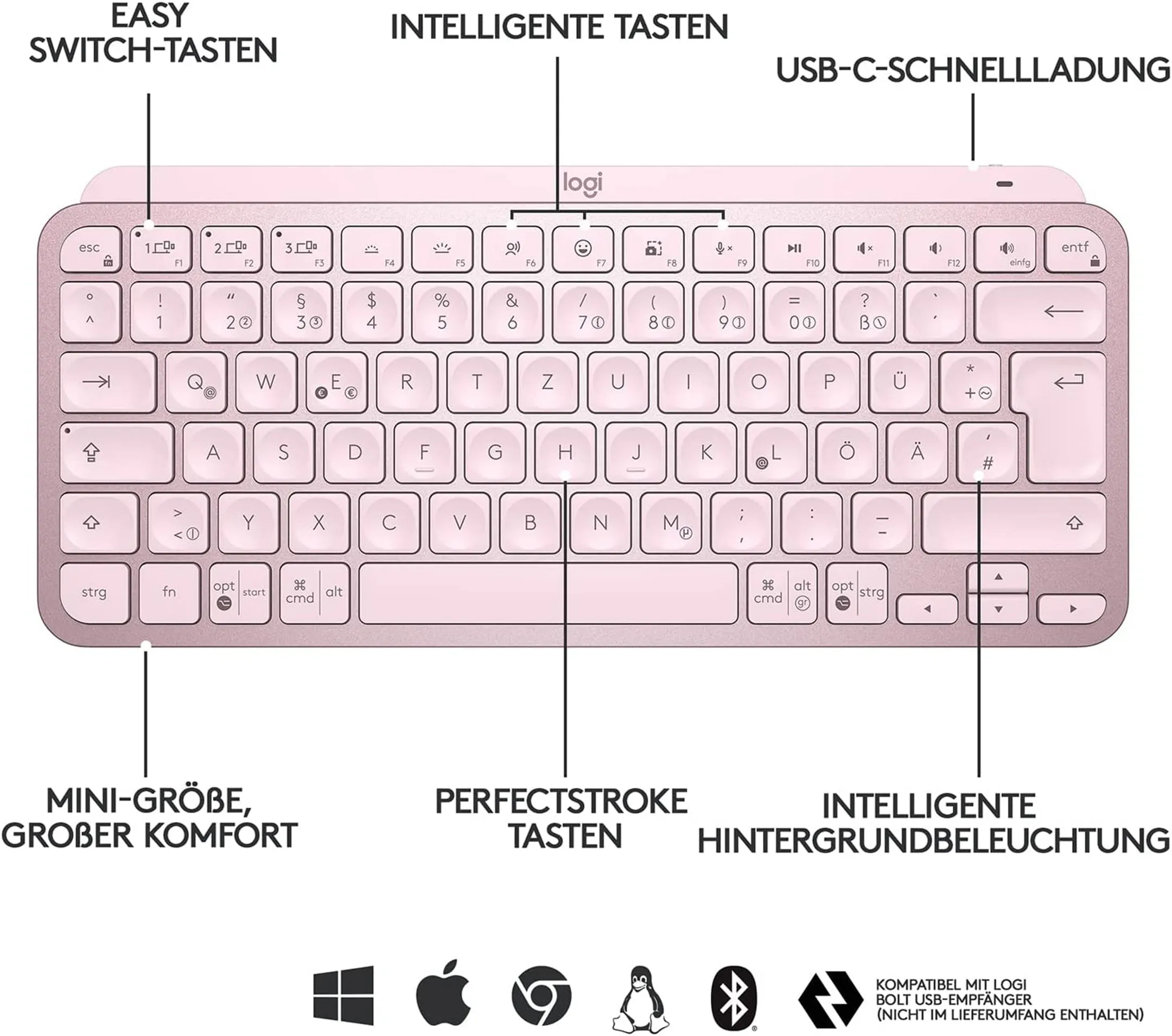 Logitech Kabellose Tastatur MX Keys Mini - AZERTY (FR) - Hellgrau image