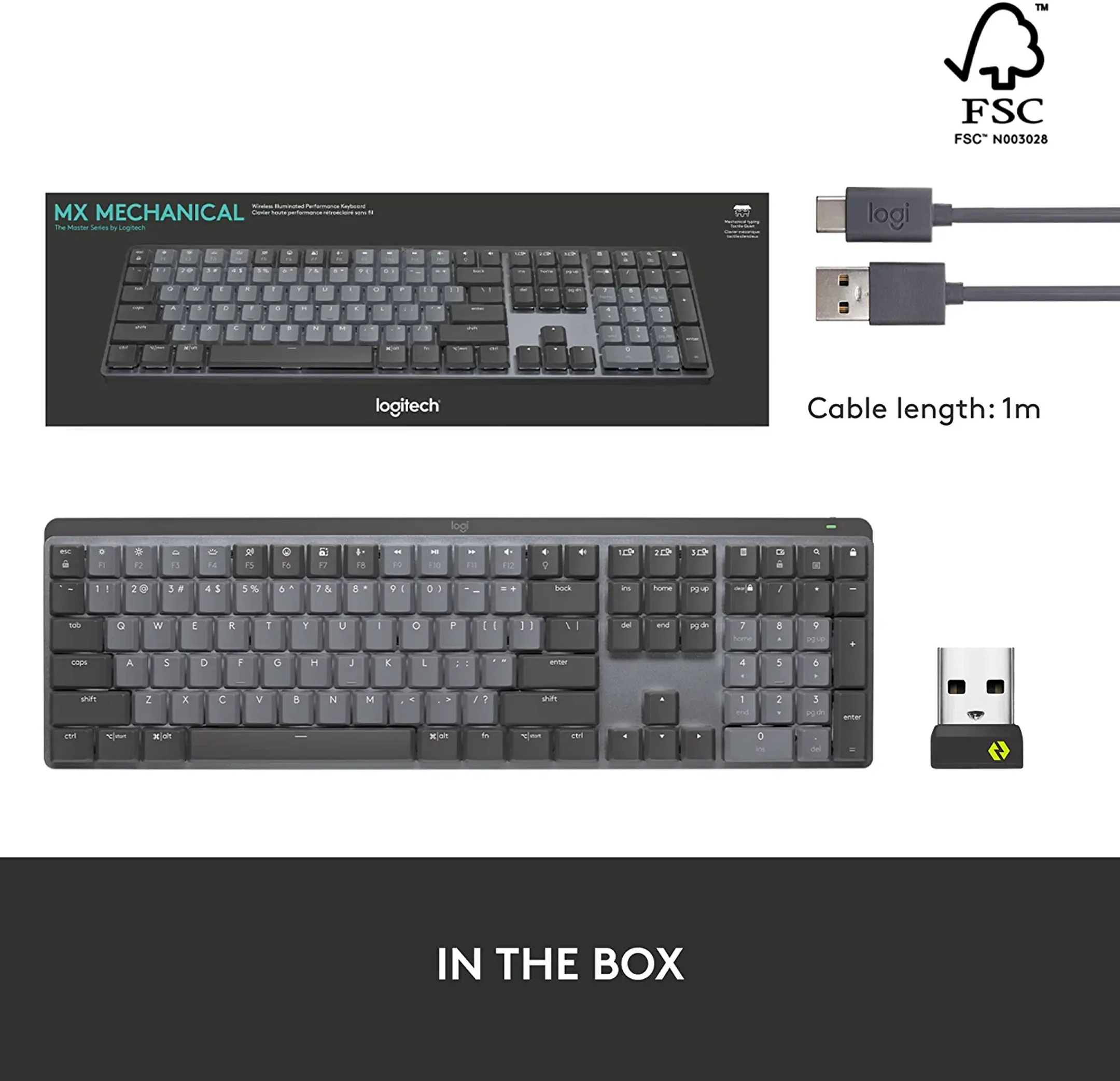 Logitech Wireless Keyboard MX Mechanical - Tactile Quiet - AZERTY (FR) - Graphite image