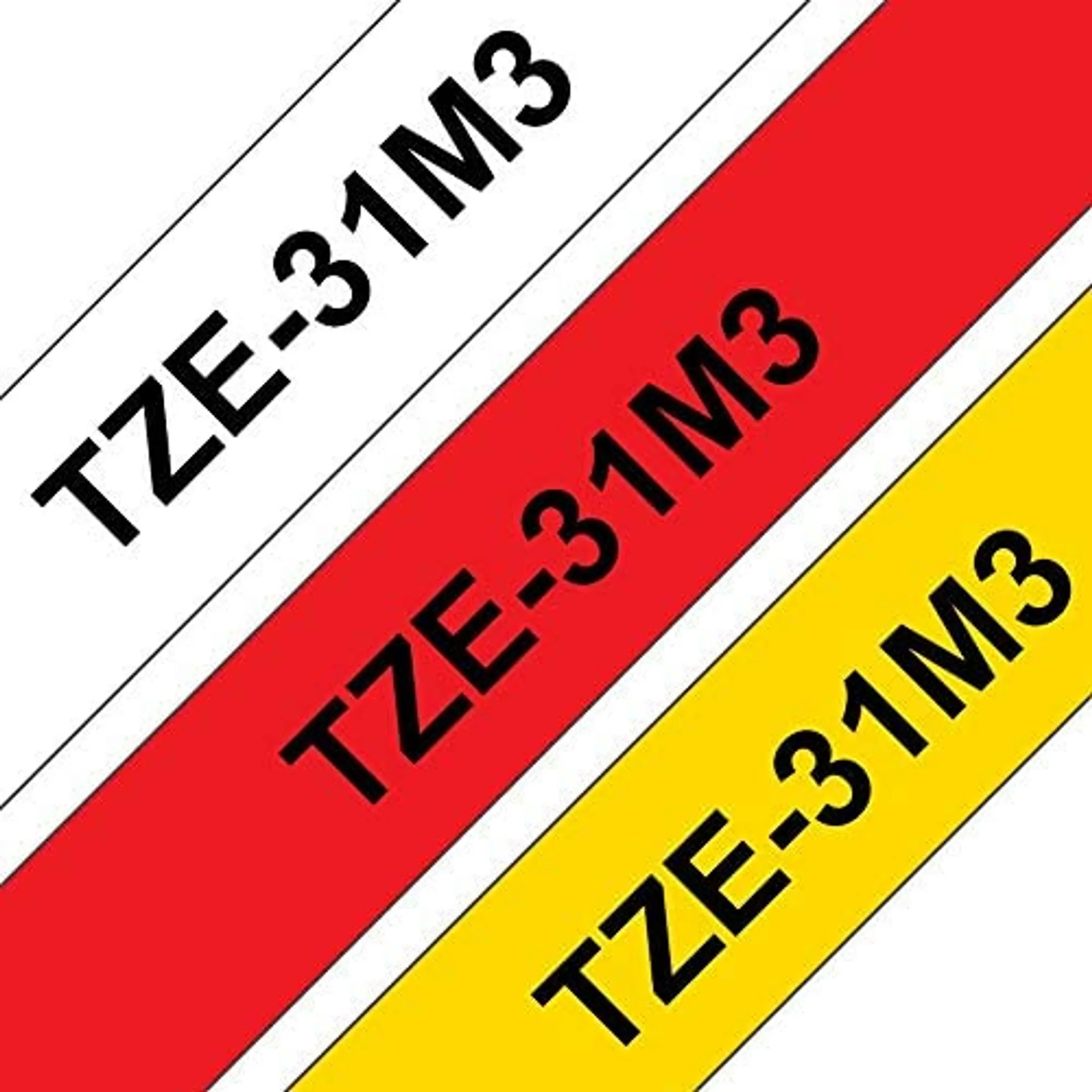 Ruban pour étiqueteuse 12mm TZe-31M3 - 3 Couleurs