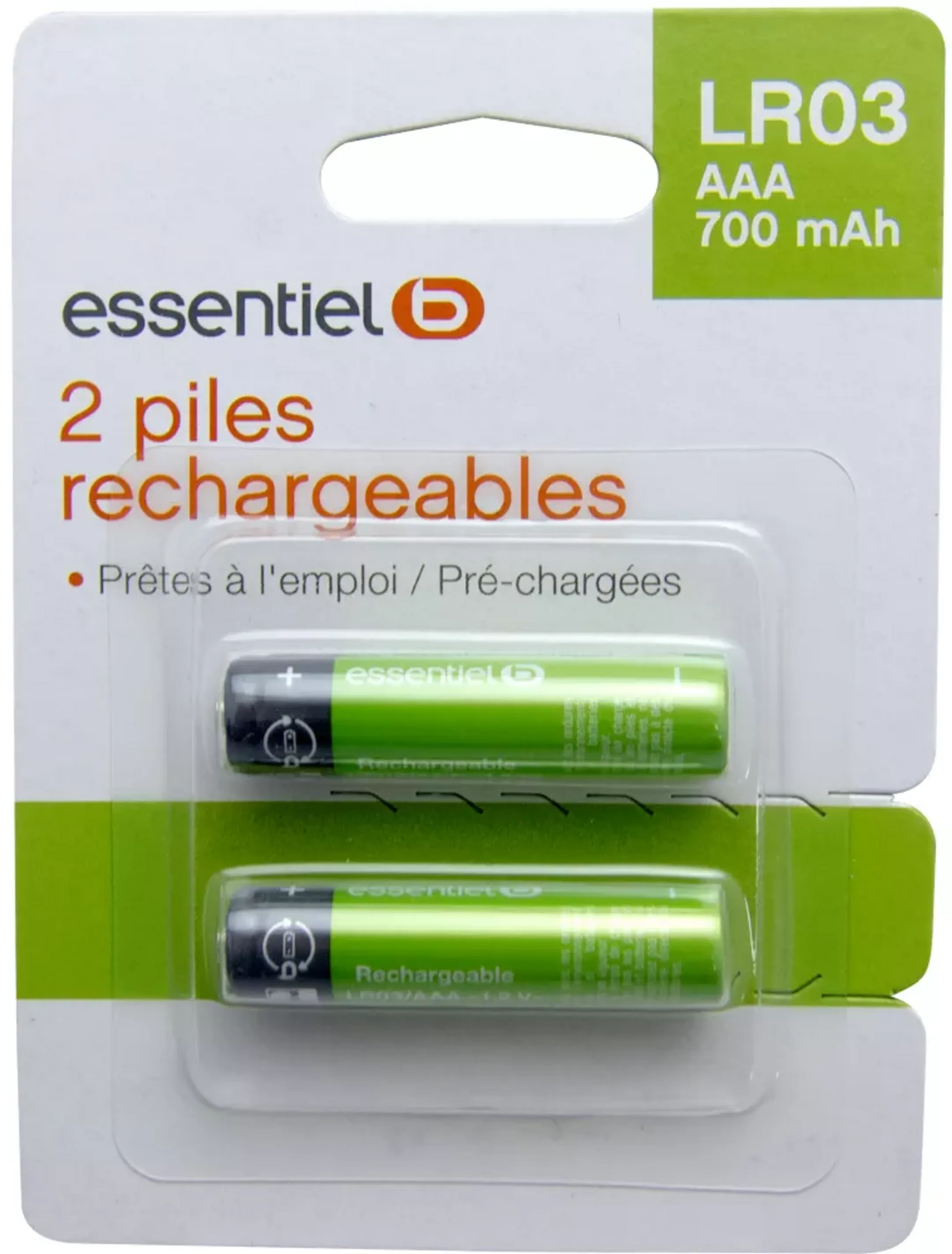 Piles rechargeables - 2x LR03 AAA 700 mAh