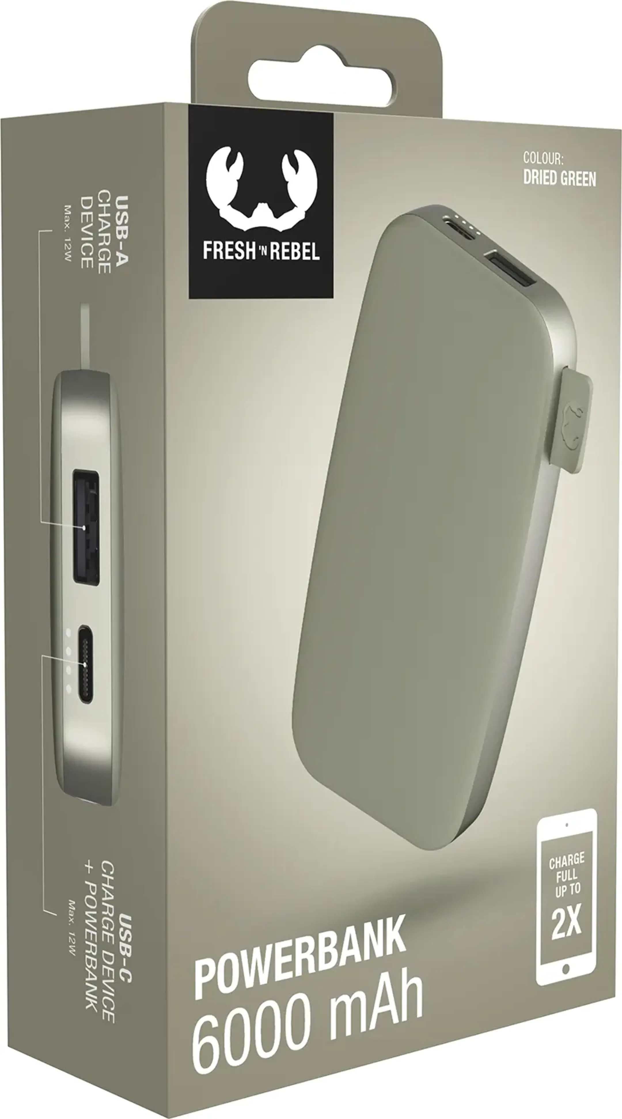 Fresh 'n Rebel Batterie externe - 6.000 mAh - Dried Green image