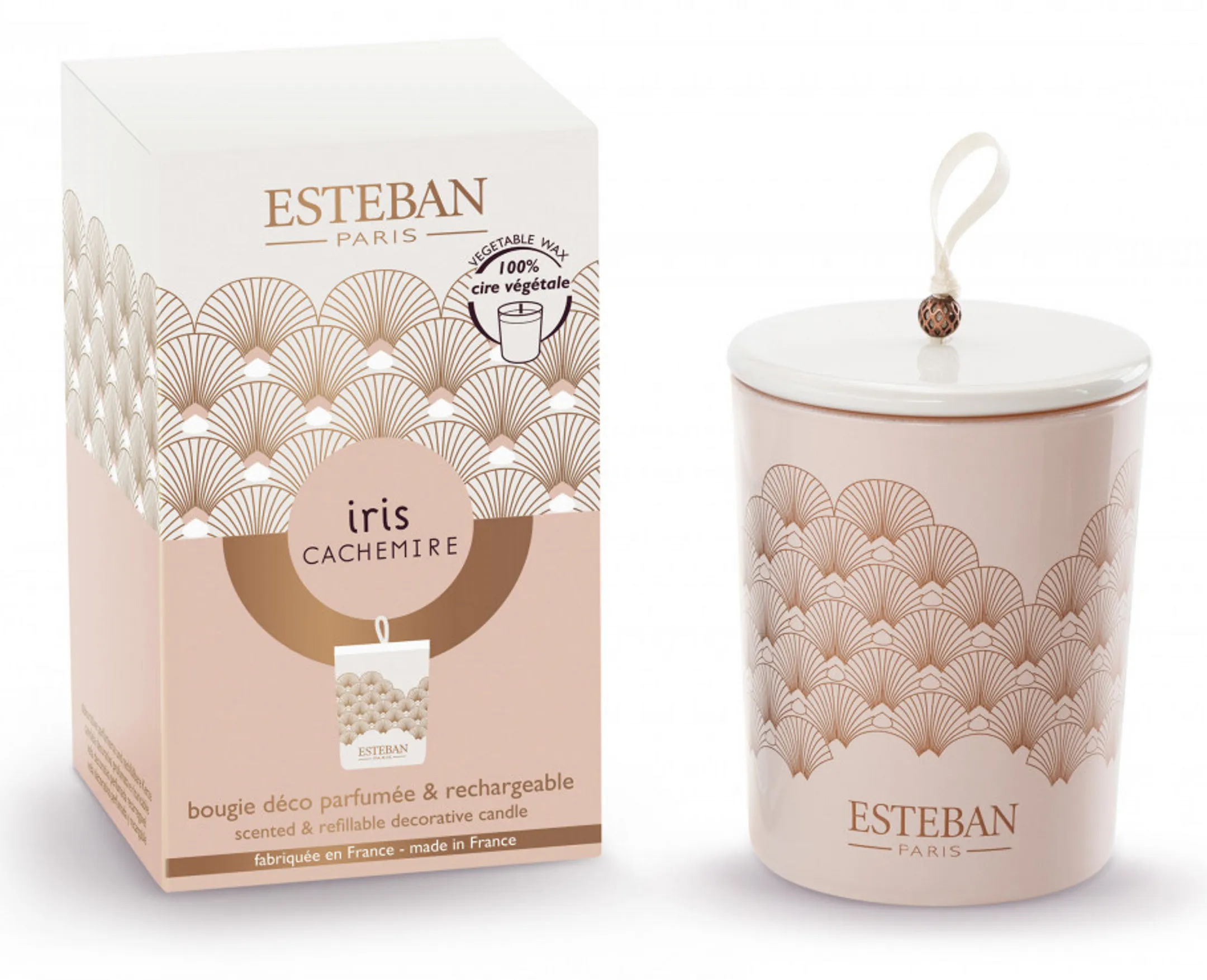 Refillable decorative scented candle 180g Iris Cachemire