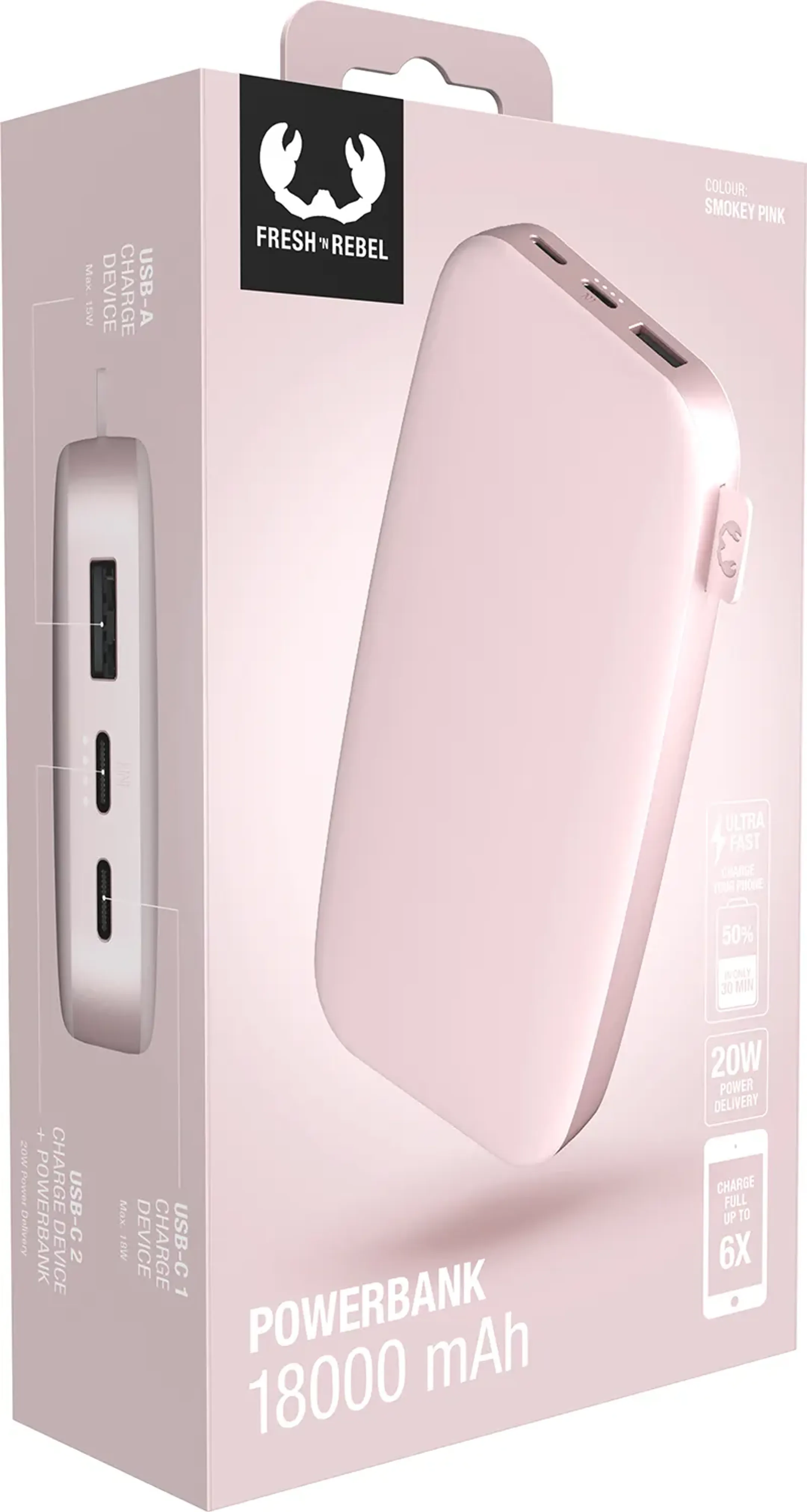 Fresh 'n Rebel Batterie externe 20W Power Delivery - 18.000 mAh - Smokey Pink image