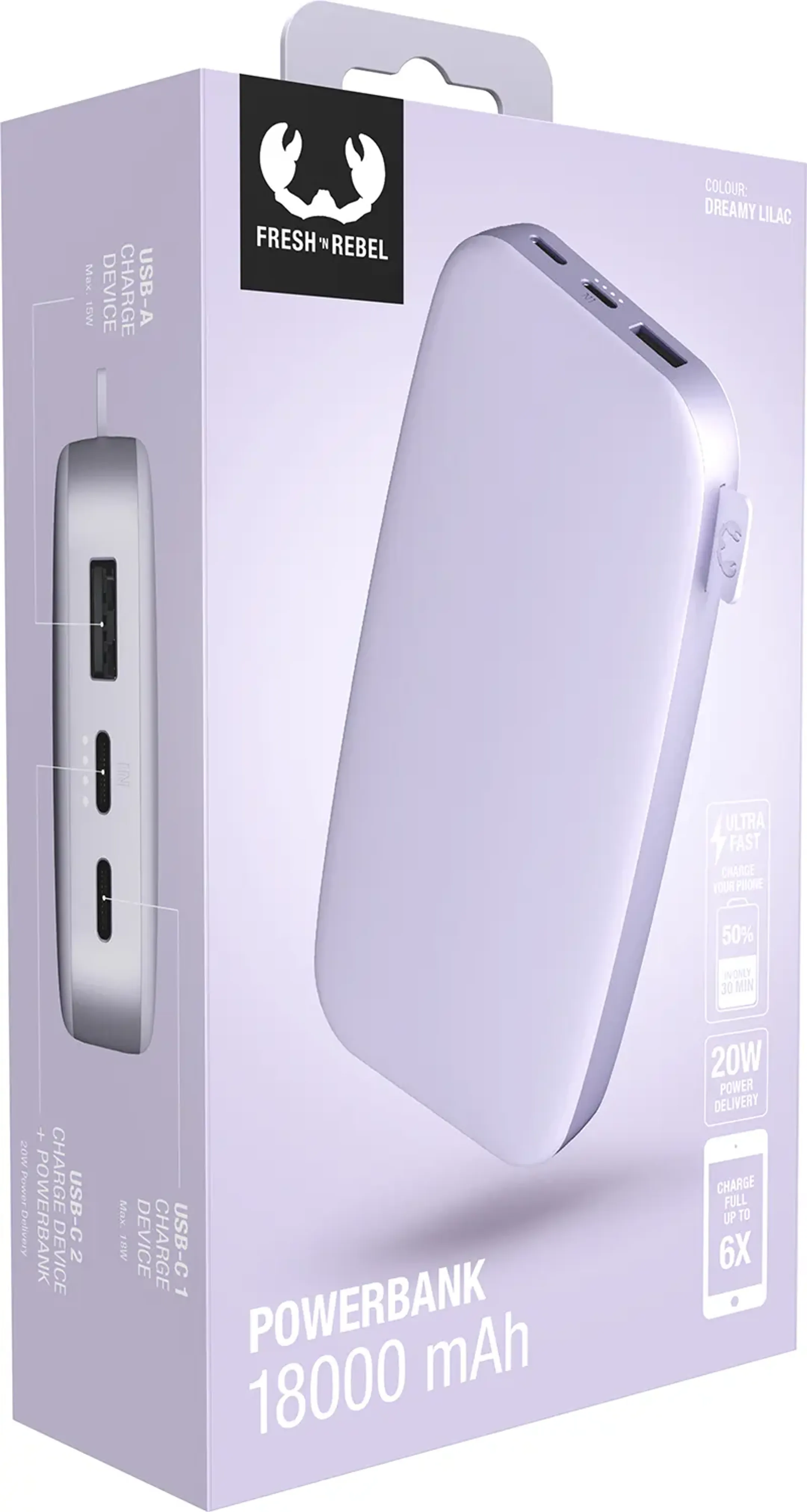 Fresh 'n Rebel Batterie externe 20W Power Delivery - 18.000 mAh - Dreamy Lilac image