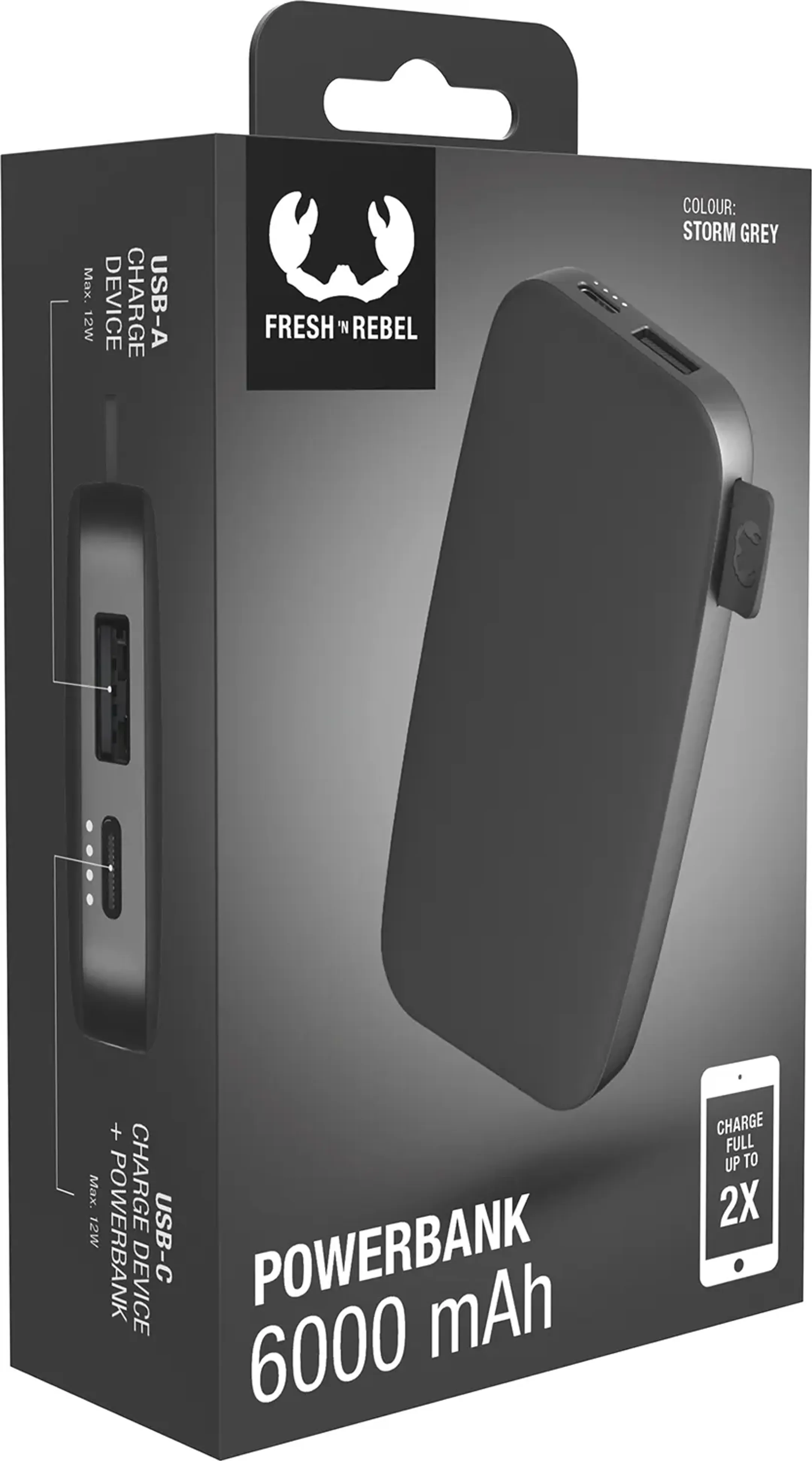 Fresh 'n Rebel Powerbank - 6.000 mAh - Storm Grey image