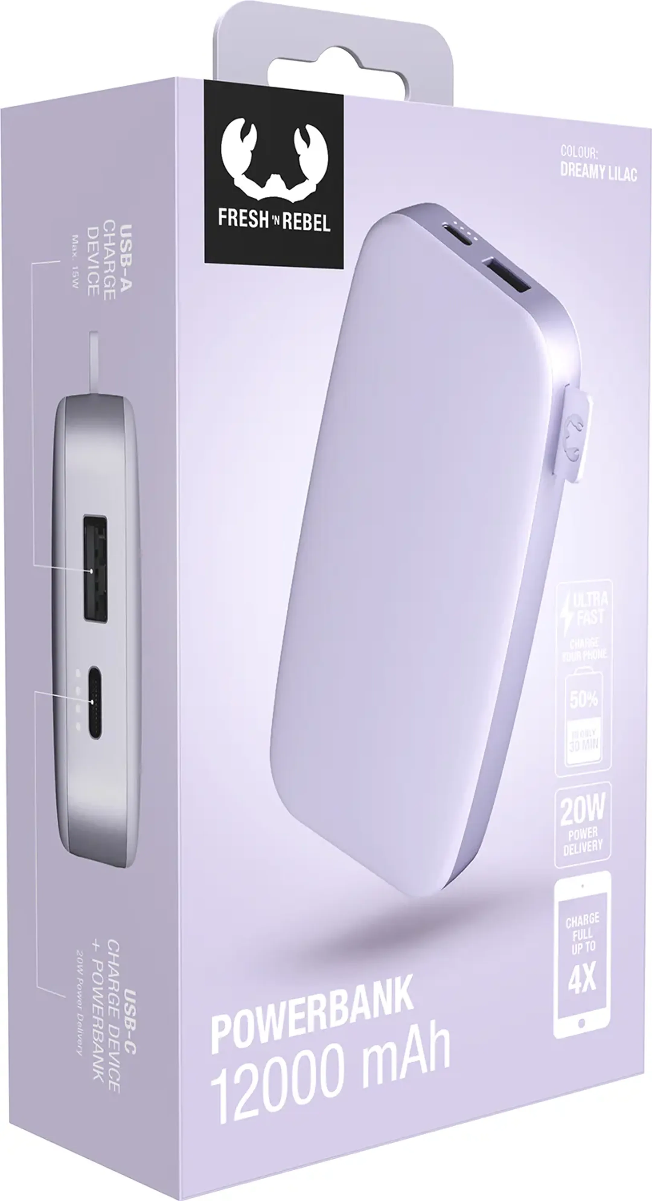 Fresh 'n Rebel 20W Power Delivery Powerbank - 12.000 mAh - Dreamy Lilac image