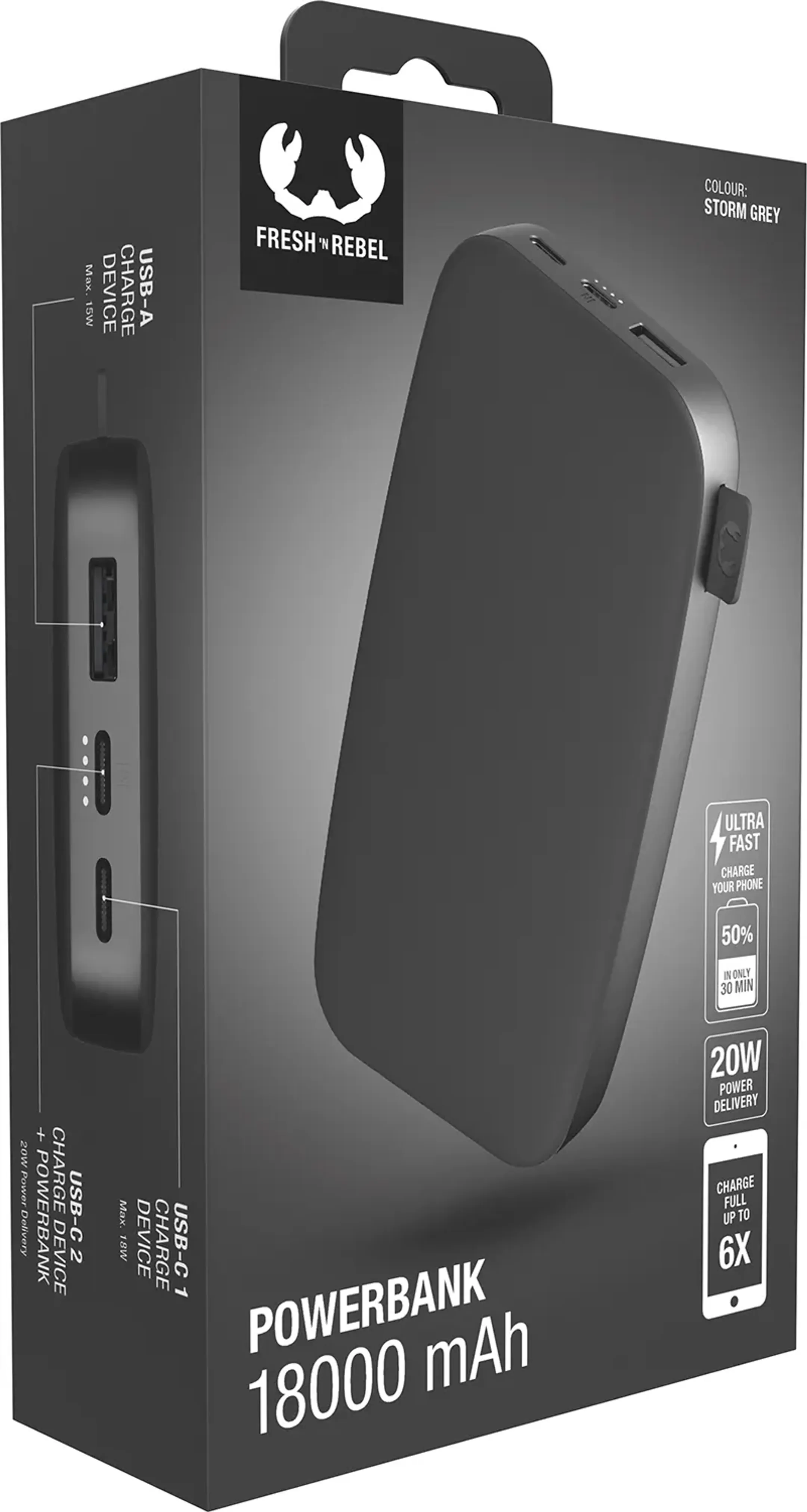 Fresh 'n Rebel 20W Power Delivery Powerbank - 18.000 mAh - Storm Grey image