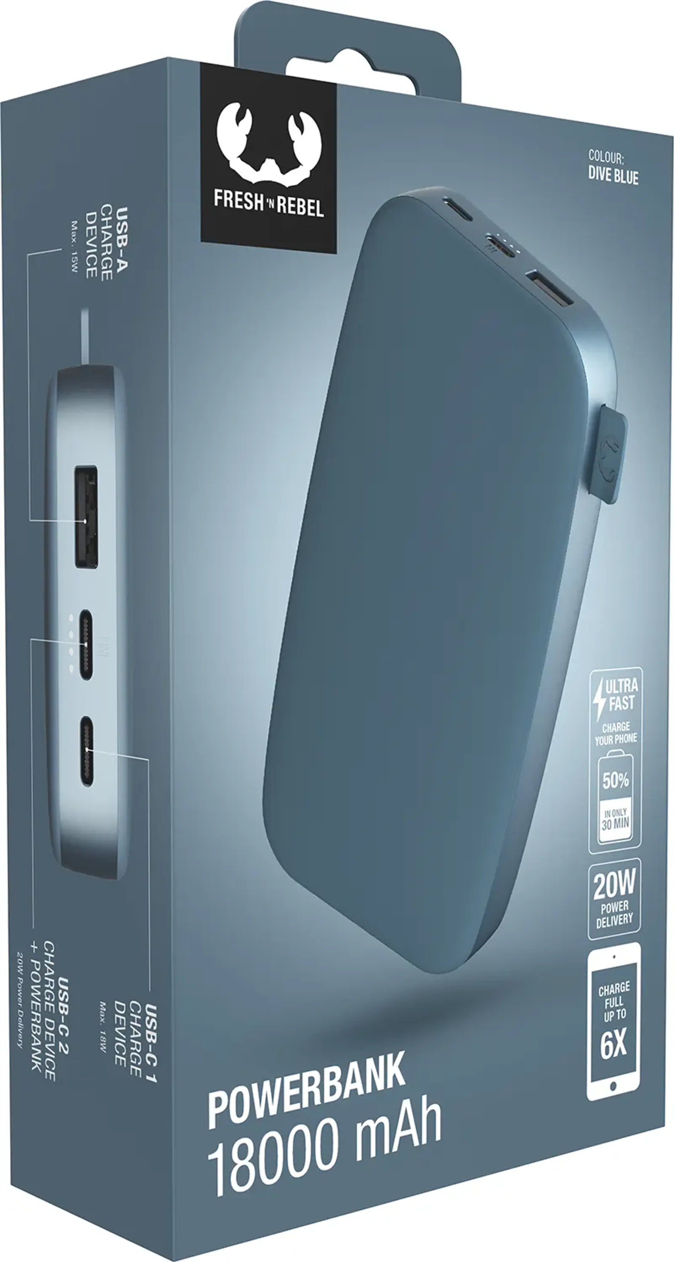 Fresh 'n Rebel Batterie externe 20 W Power Delivery - 18.000 mAh - Dive Blue image