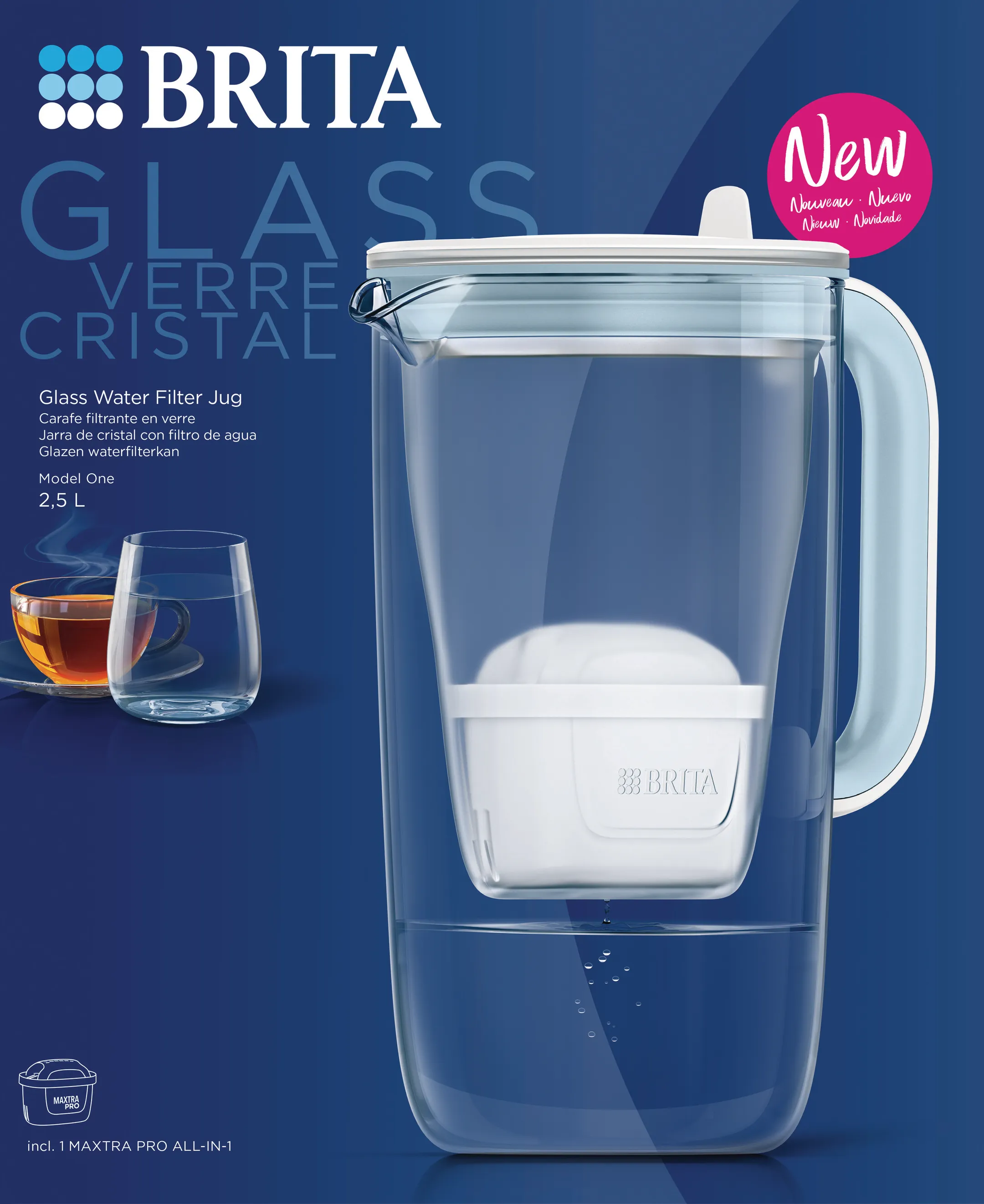 Brita Glass filtering carafe light blue image