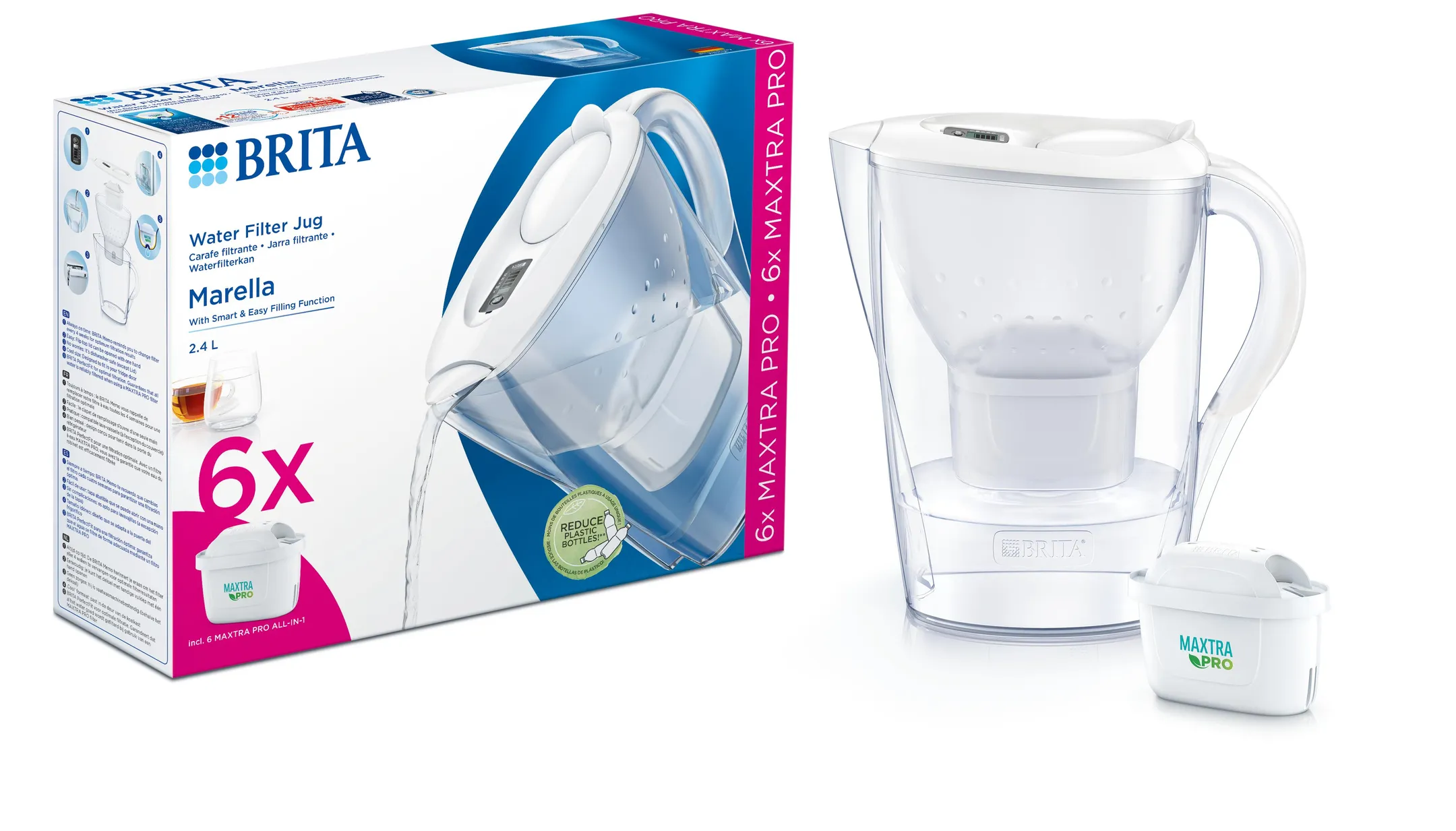 Brita Filter Carafe Marella Cool White + 6 Maxtra Pro All-in-1 cartridges image