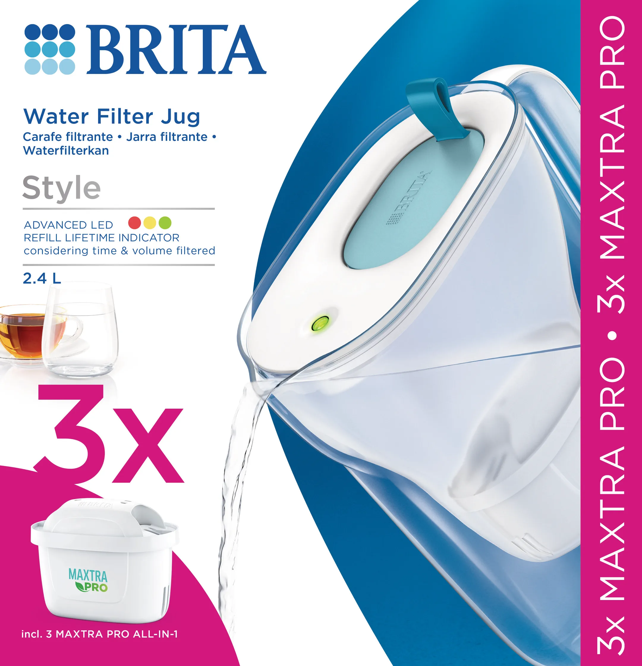 Brita Pack carafe filter Style Cool blue & 3 Maxtra PRO All-in-1 filter cartridges image